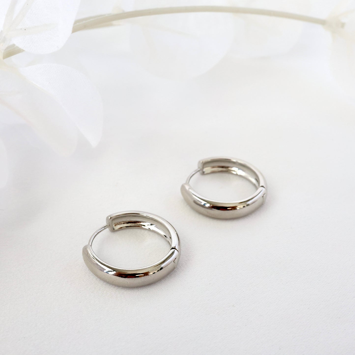 Thick 5mm Silver Curved Chubby Hoop Earrings