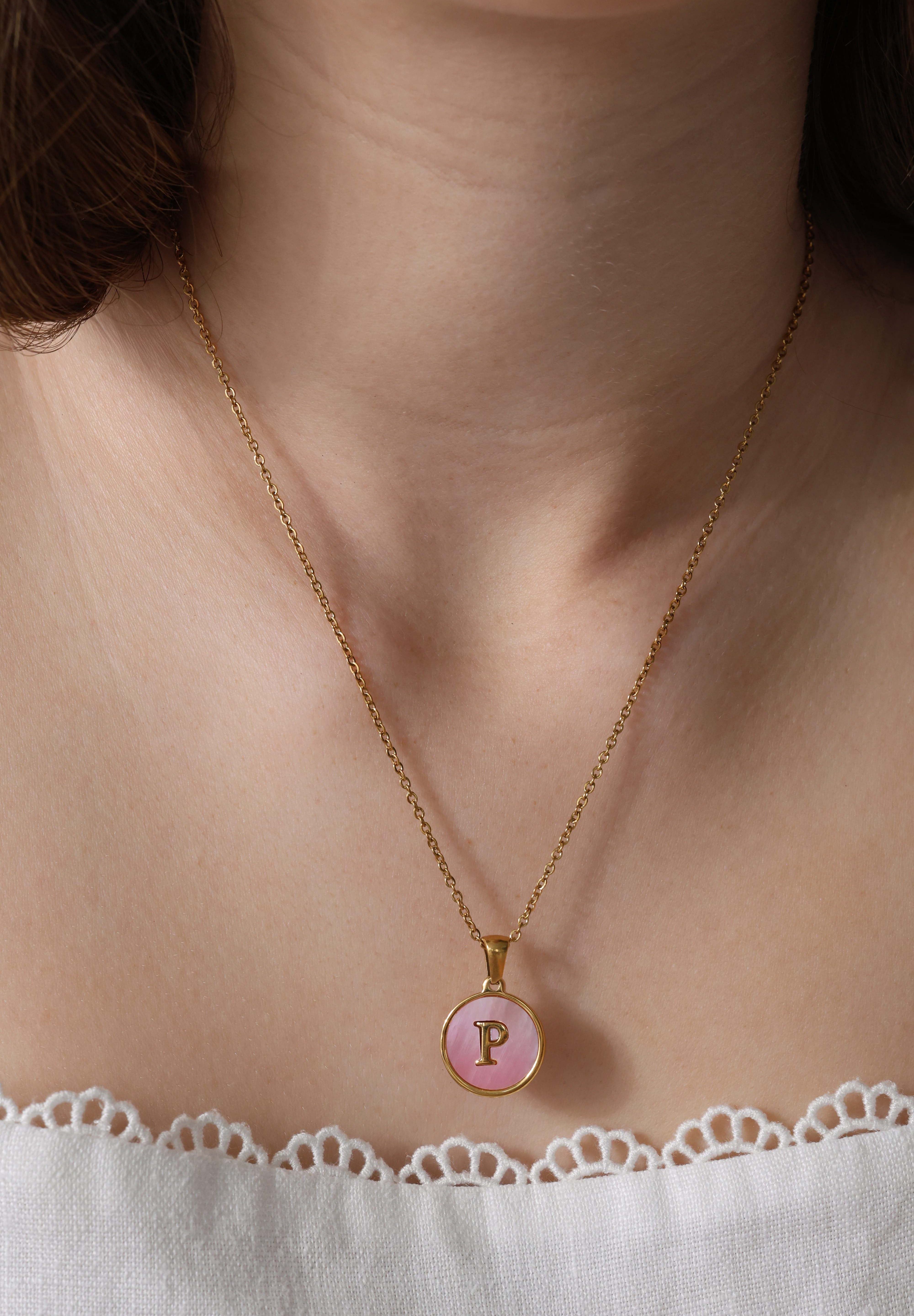 Peony Initial A-Z Letter Custom Necklace - Stainless Steel