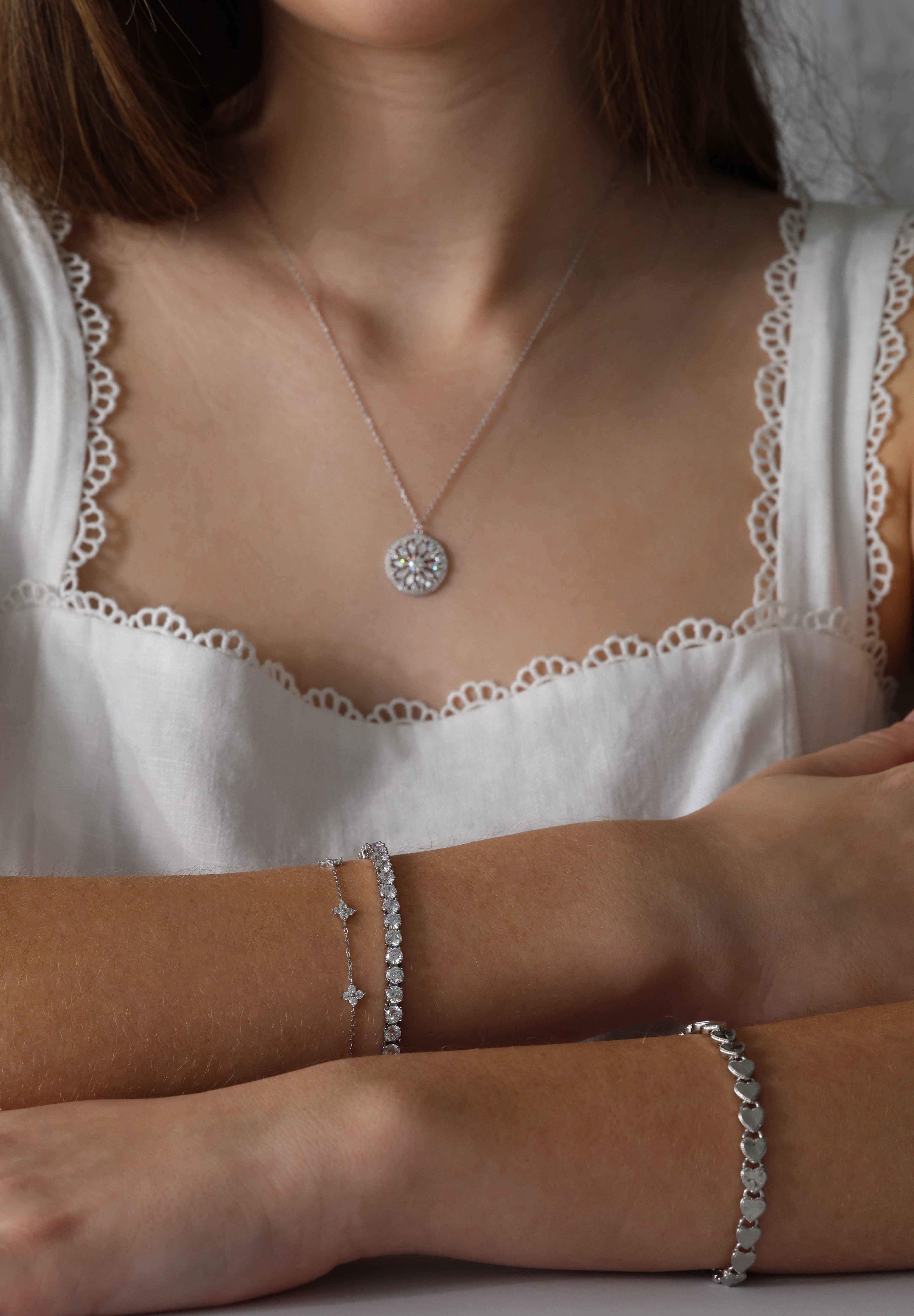 Lanette Diamond CZ Tennis Bracelet Silver