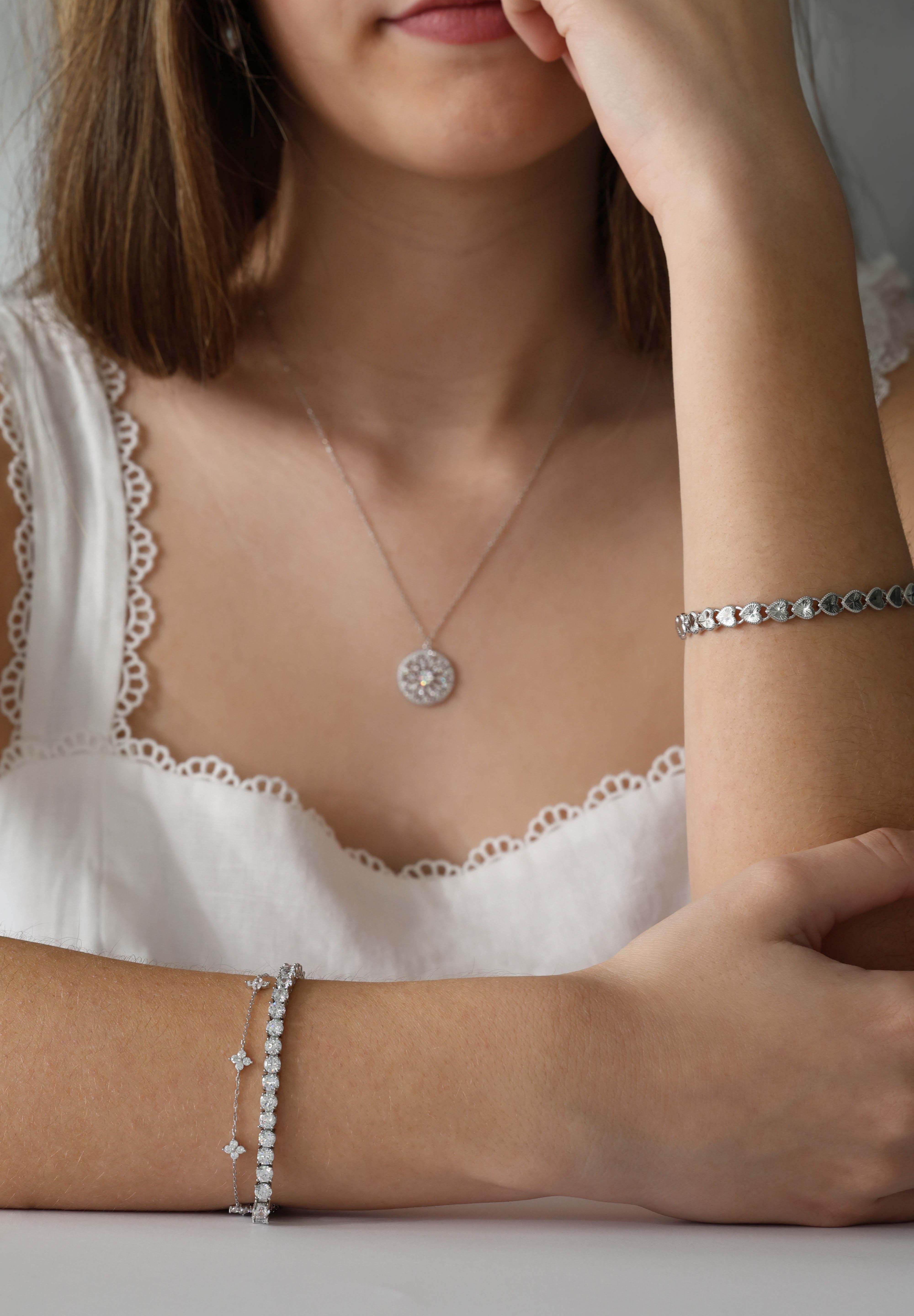 Lanette Diamond CZ Tennis Bracelet Silver