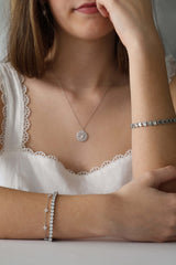 Lanette Diamond CZ Tennis Bracelet Silver