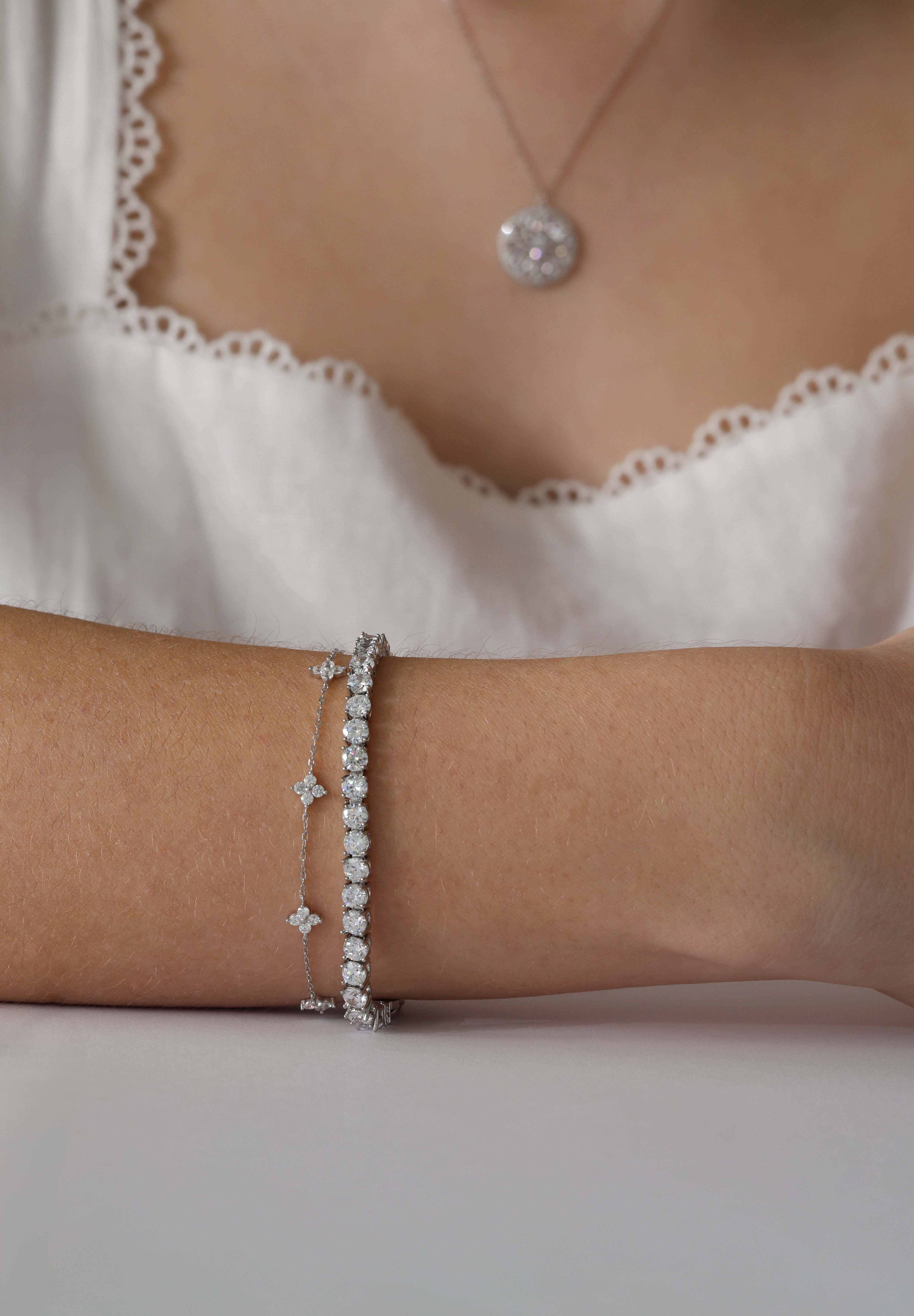 Lanette Diamond CZ Tennis Bracelet Silver
