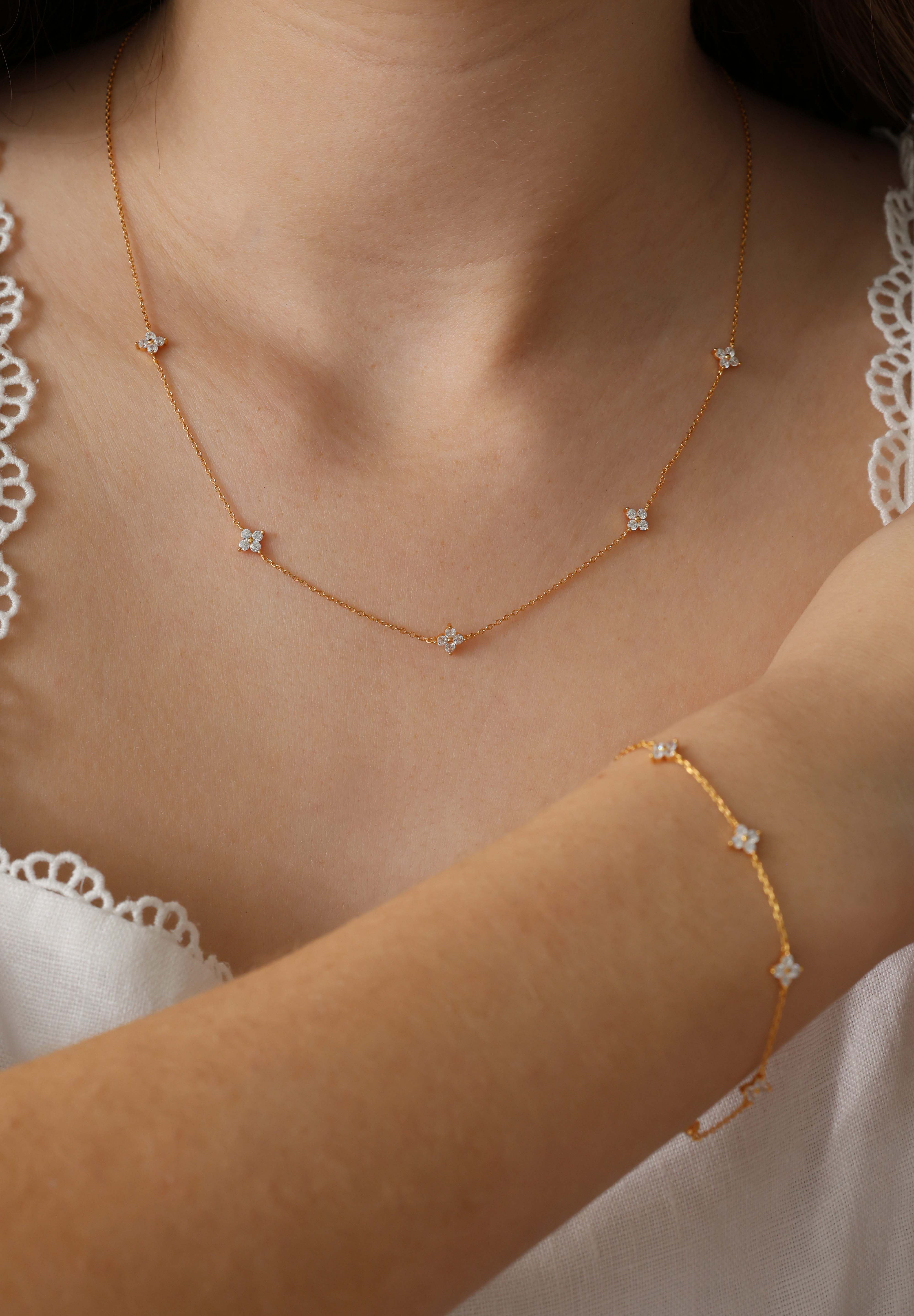 Blooming Grace Sterling Silver Necklace- Gold