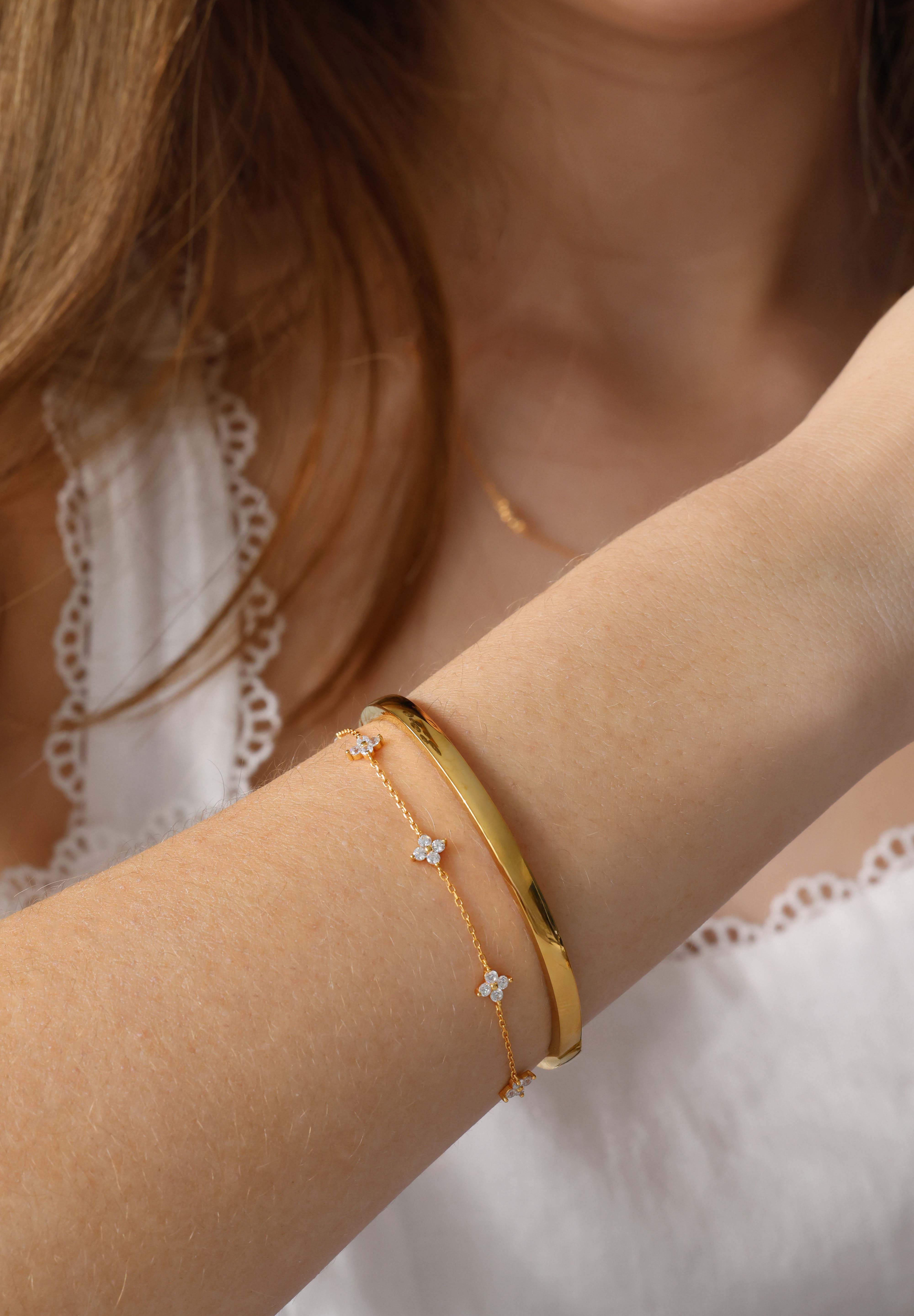 4 Clover Bracelet- Gold Plated Sterling Silver
