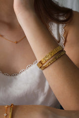 Eldora Hammered Gold Bangle Stainless Steel