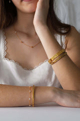 Eldora Hammered Gold Bangle Stainless Steel