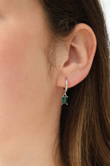 Baguette Dangle Earrings 4mm -Silver