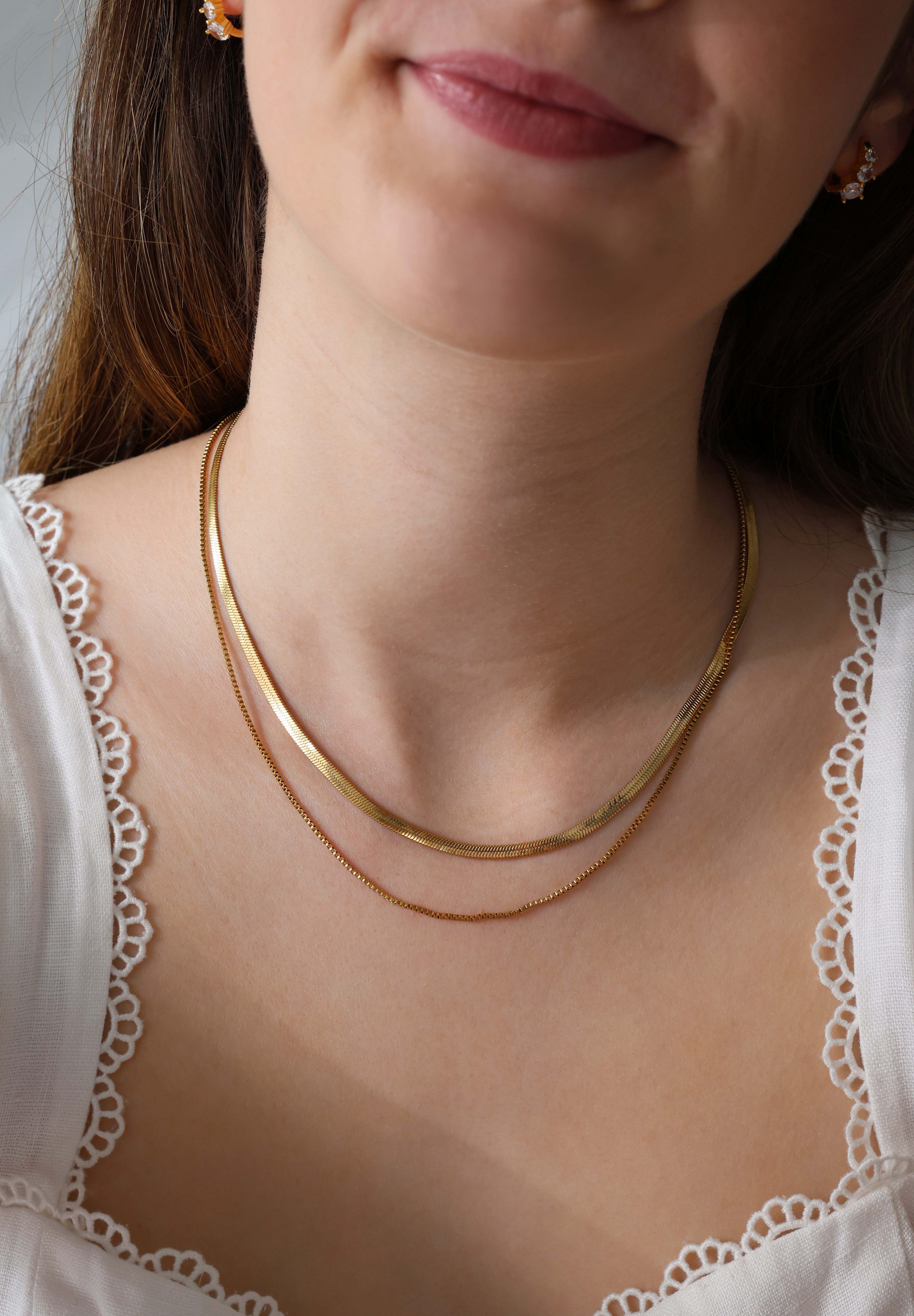 2 Layered Snake Chain Necklace - Stainless Steel