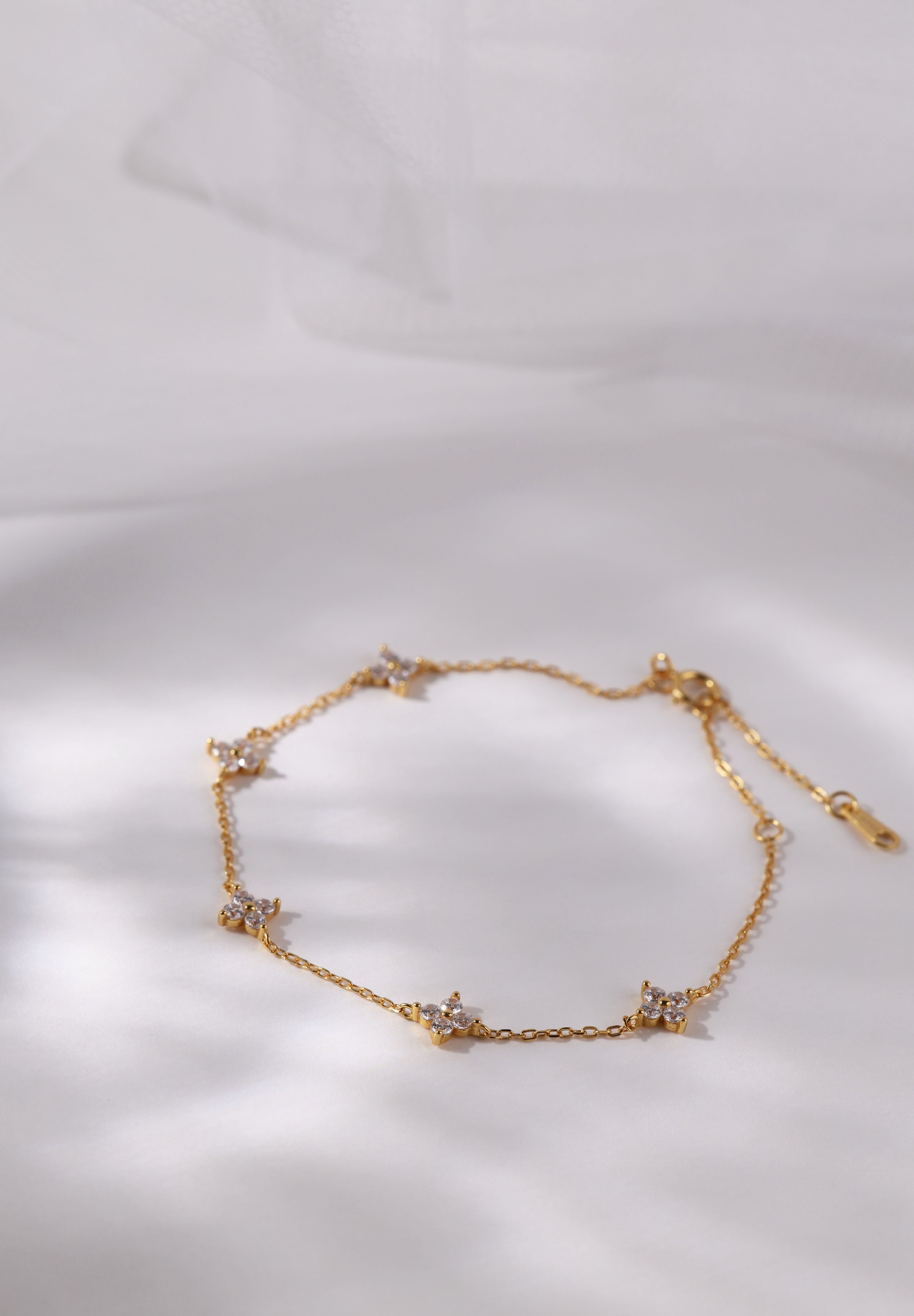 4 Clover Bracelet- Gold Plated Sterling Silver