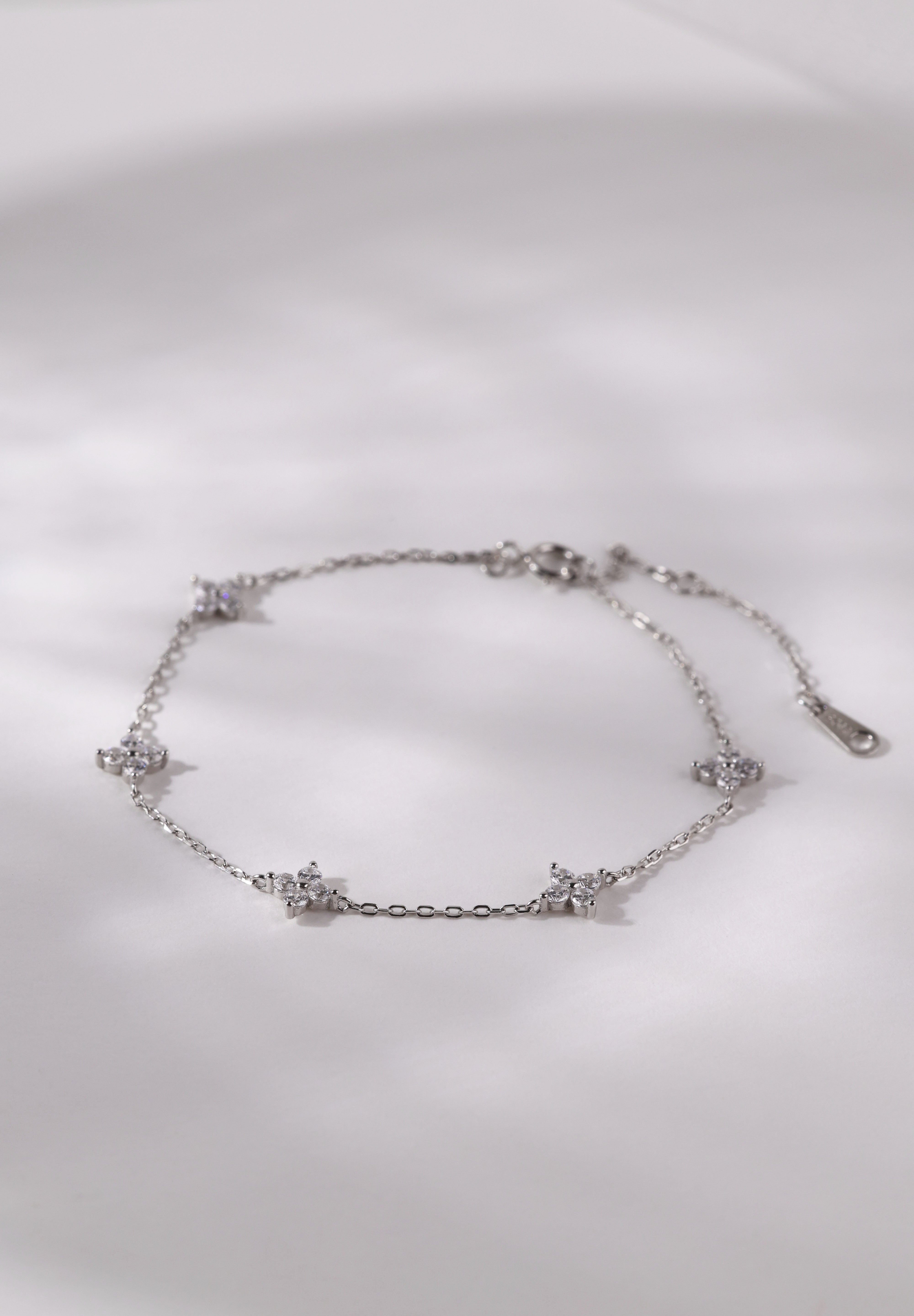 4 Clover Bracelet- Rhodium Plated Sterling Silver