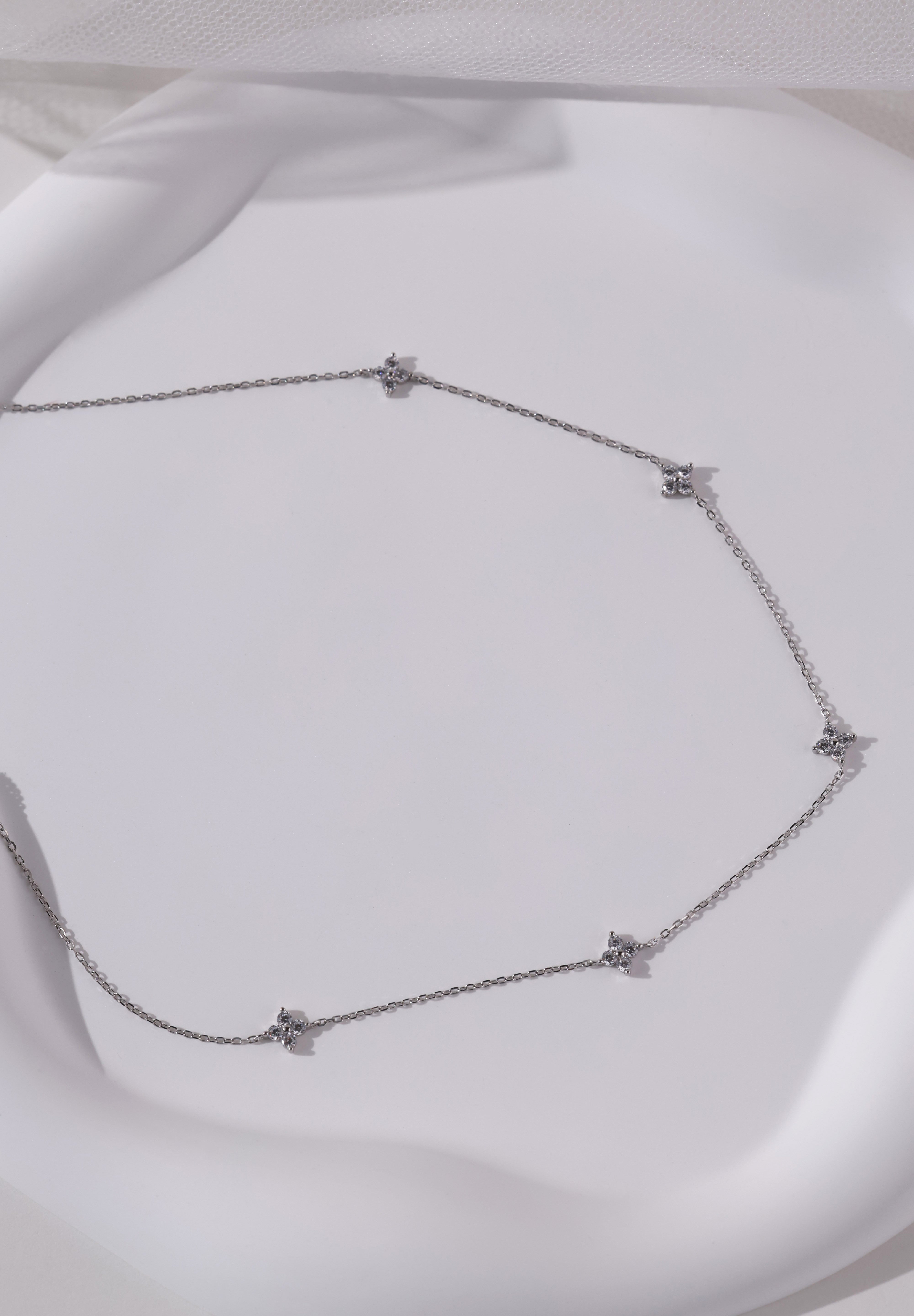 Blooming Grace Sterling Silver Necklace- Silver