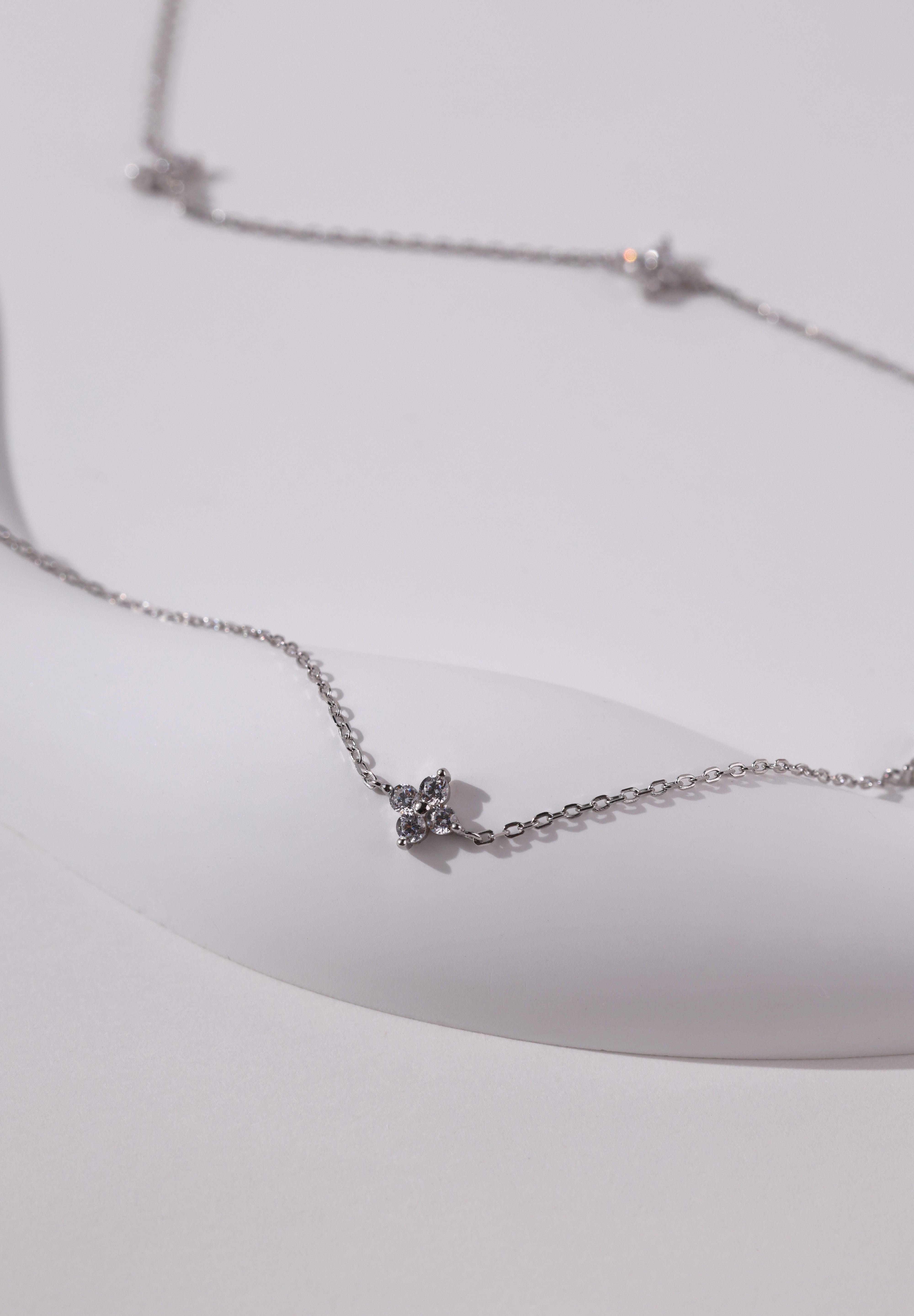Blooming Grace Sterling Silver Necklace- Silver