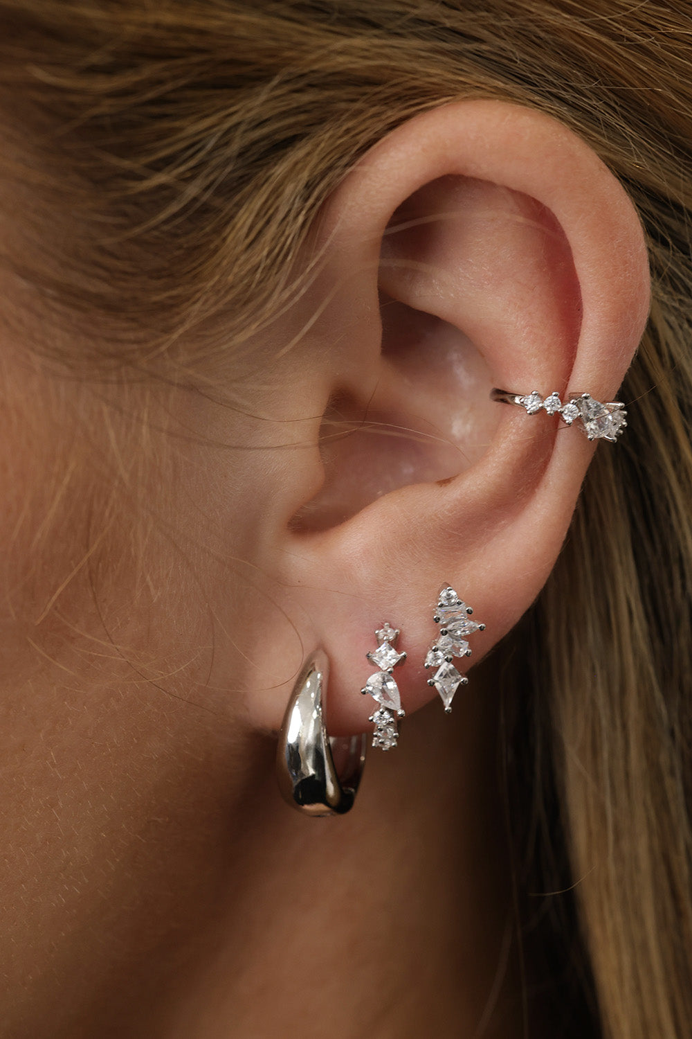Lucy Charlotte Victoria Earring Stack Silver