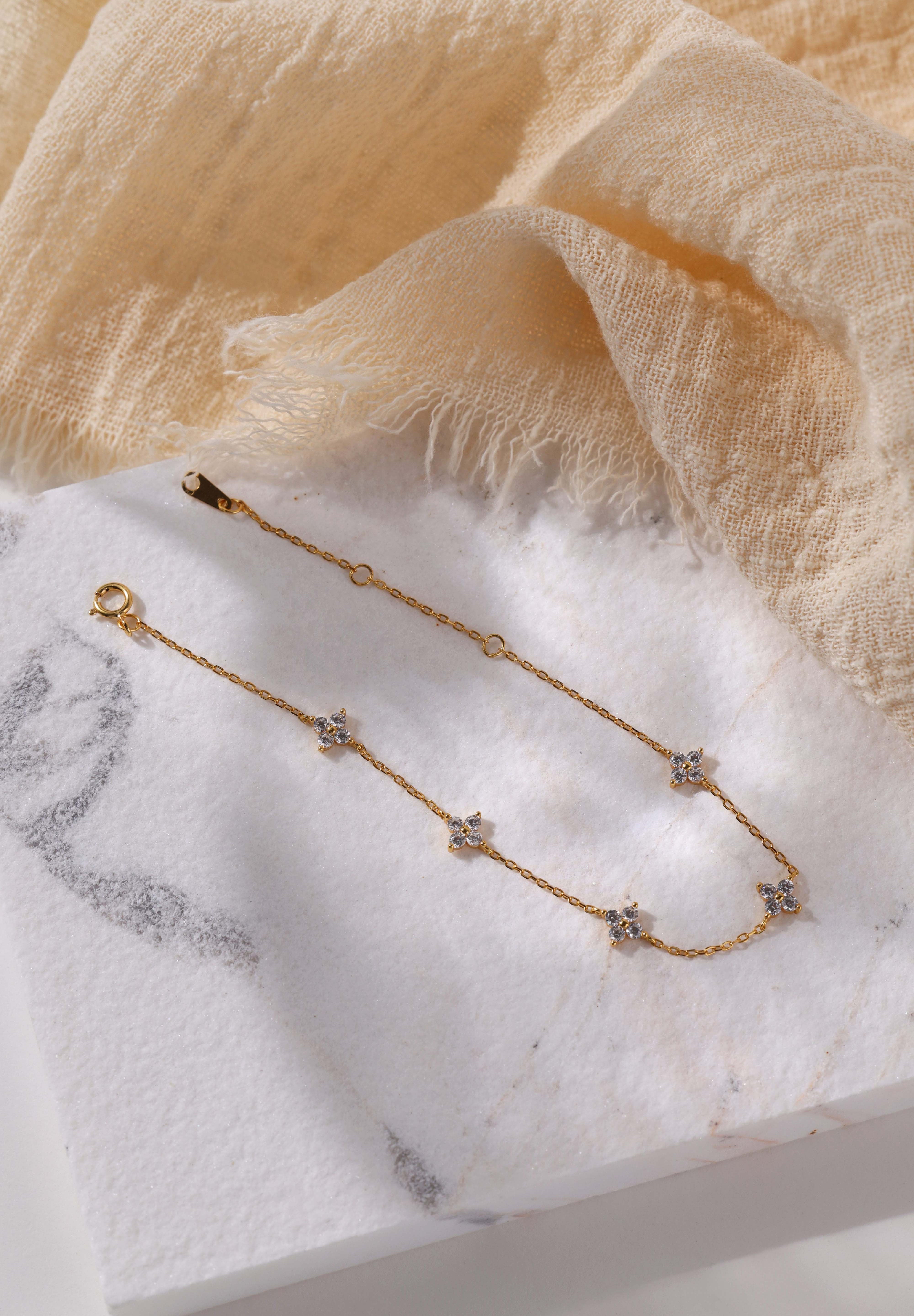 4 Clover Bracelet- Gold Plated Sterling Silver