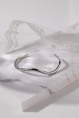 Selene Wave Silver Bangle - Stainless Steel