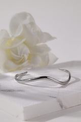 Selene Wave Silver Bangle - Stainless Steel