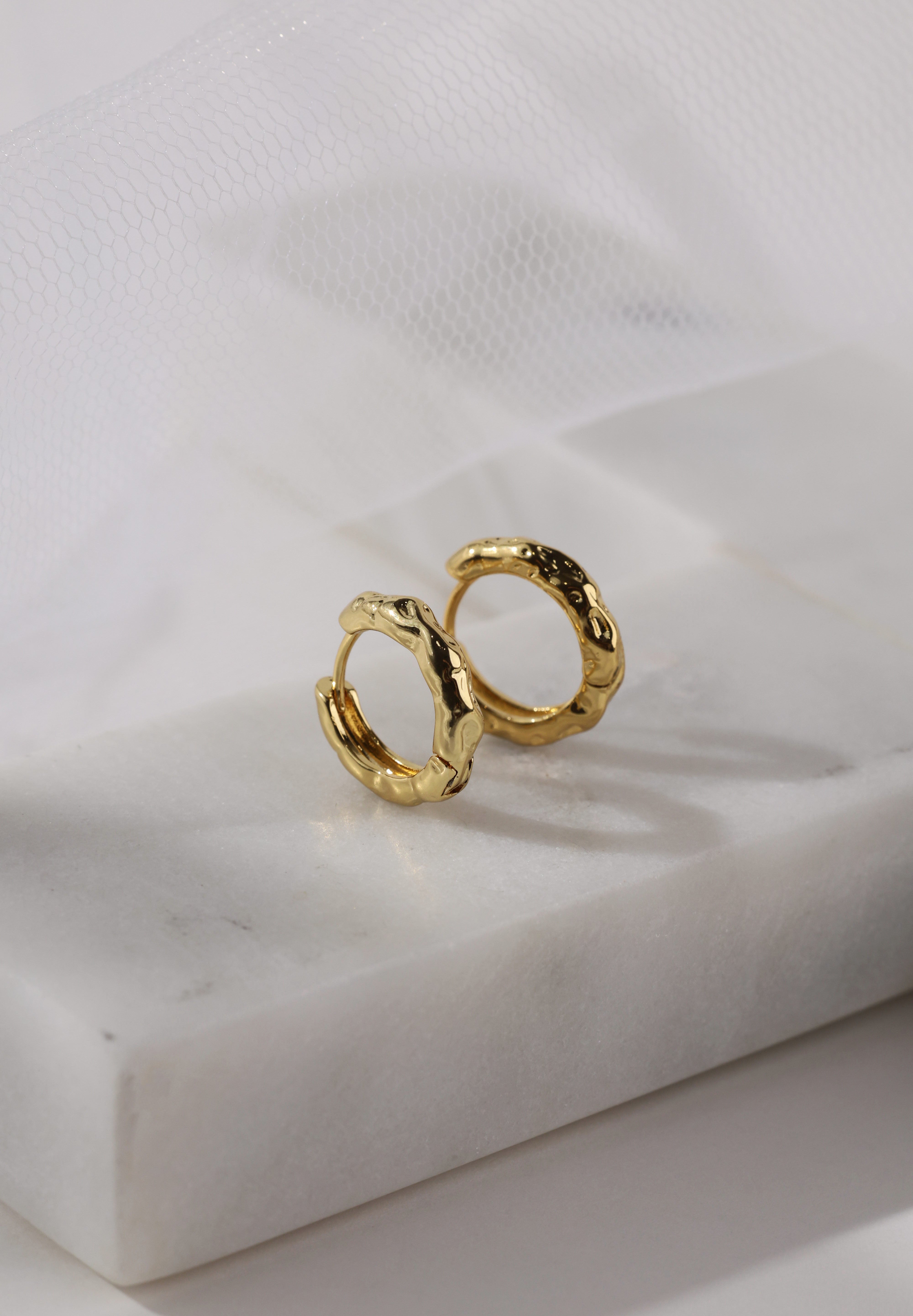 Hammered Gold Hoop Earrings