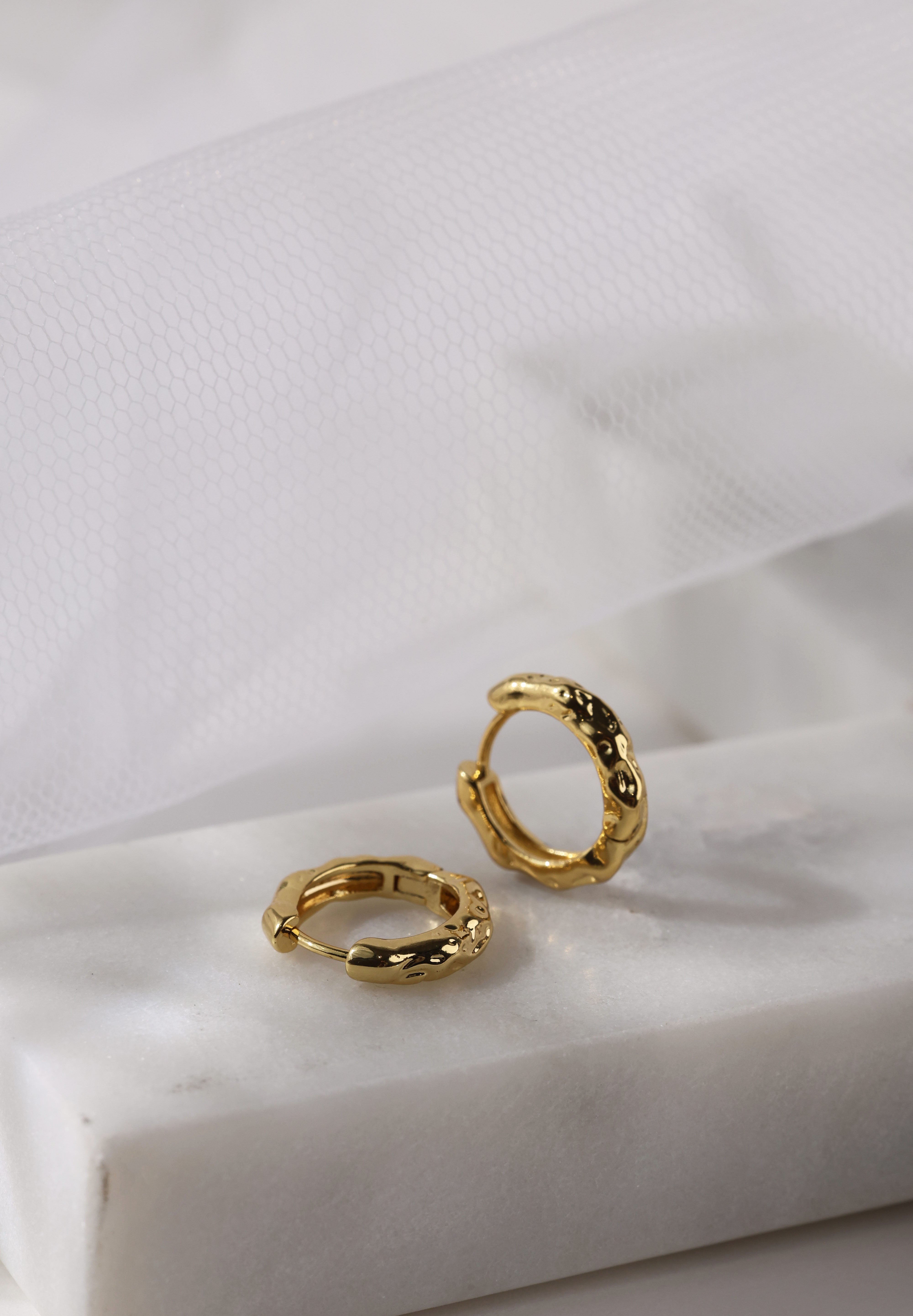 Hammered Gold Hoop Earrings