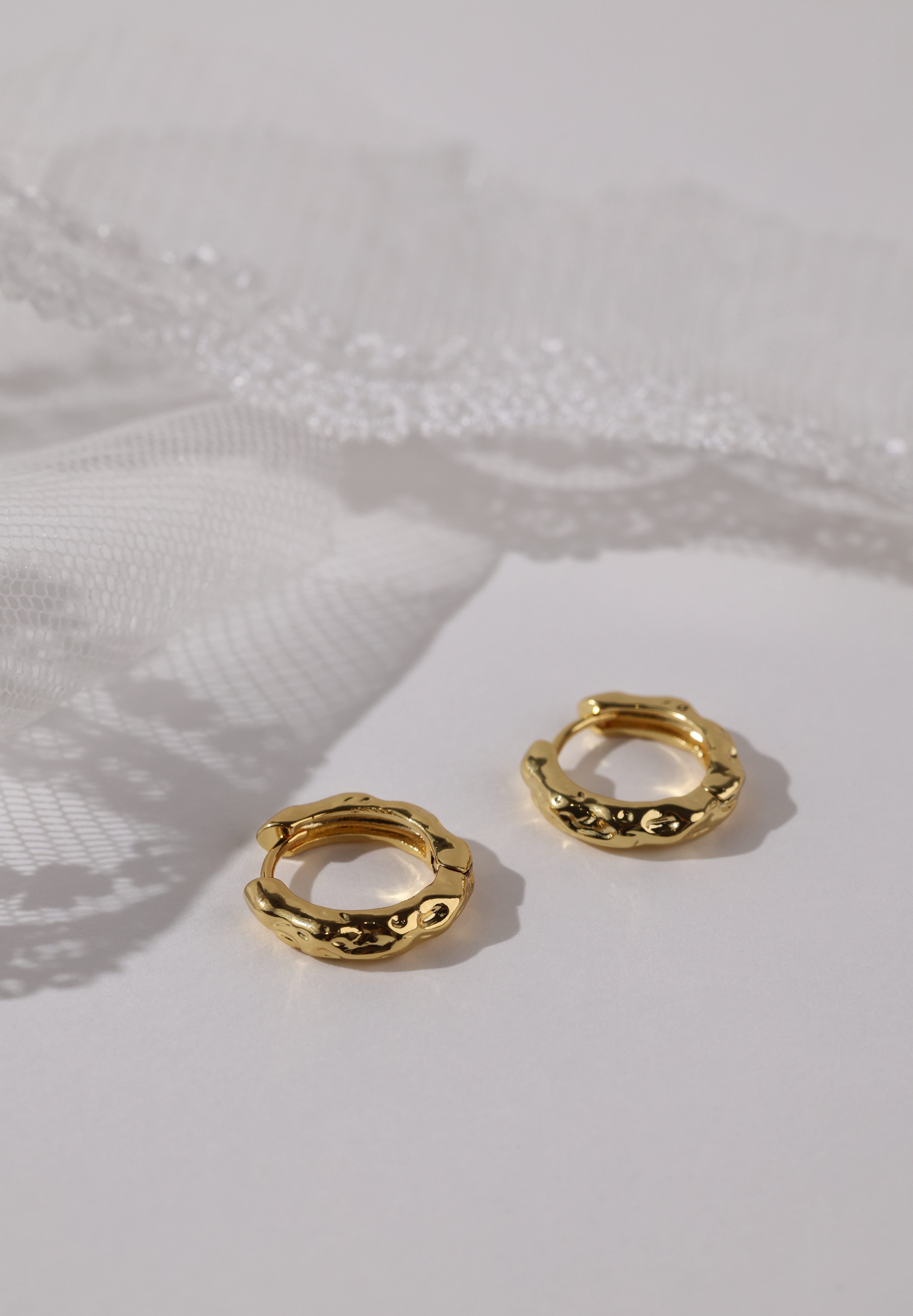 Hammered Gold Hoop Earrings