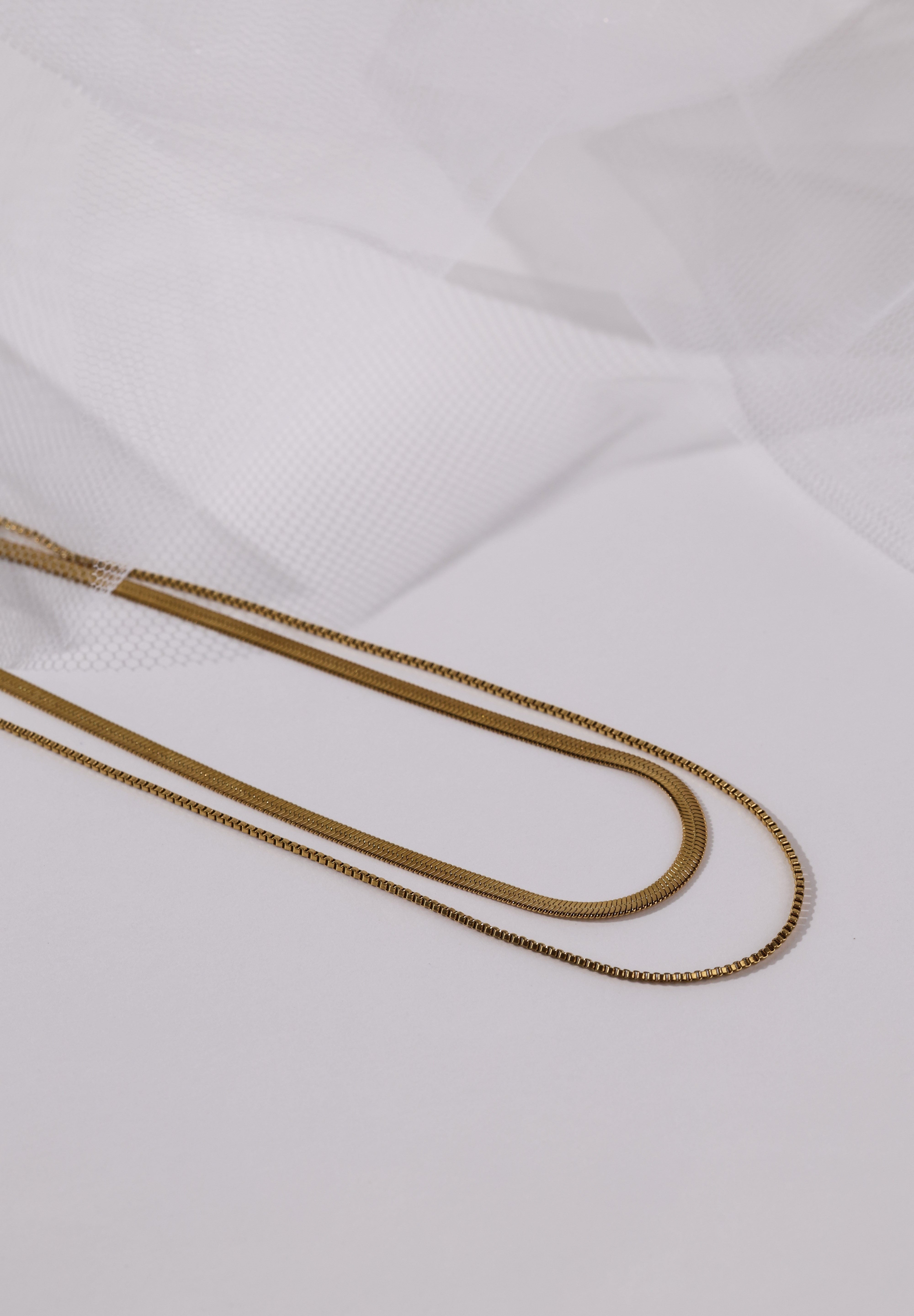 2 Layered Snake Chain Necklace - Stainless Steel