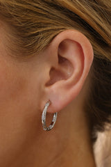 Cubic Inside out Silver Hoop Earrings 22mm
