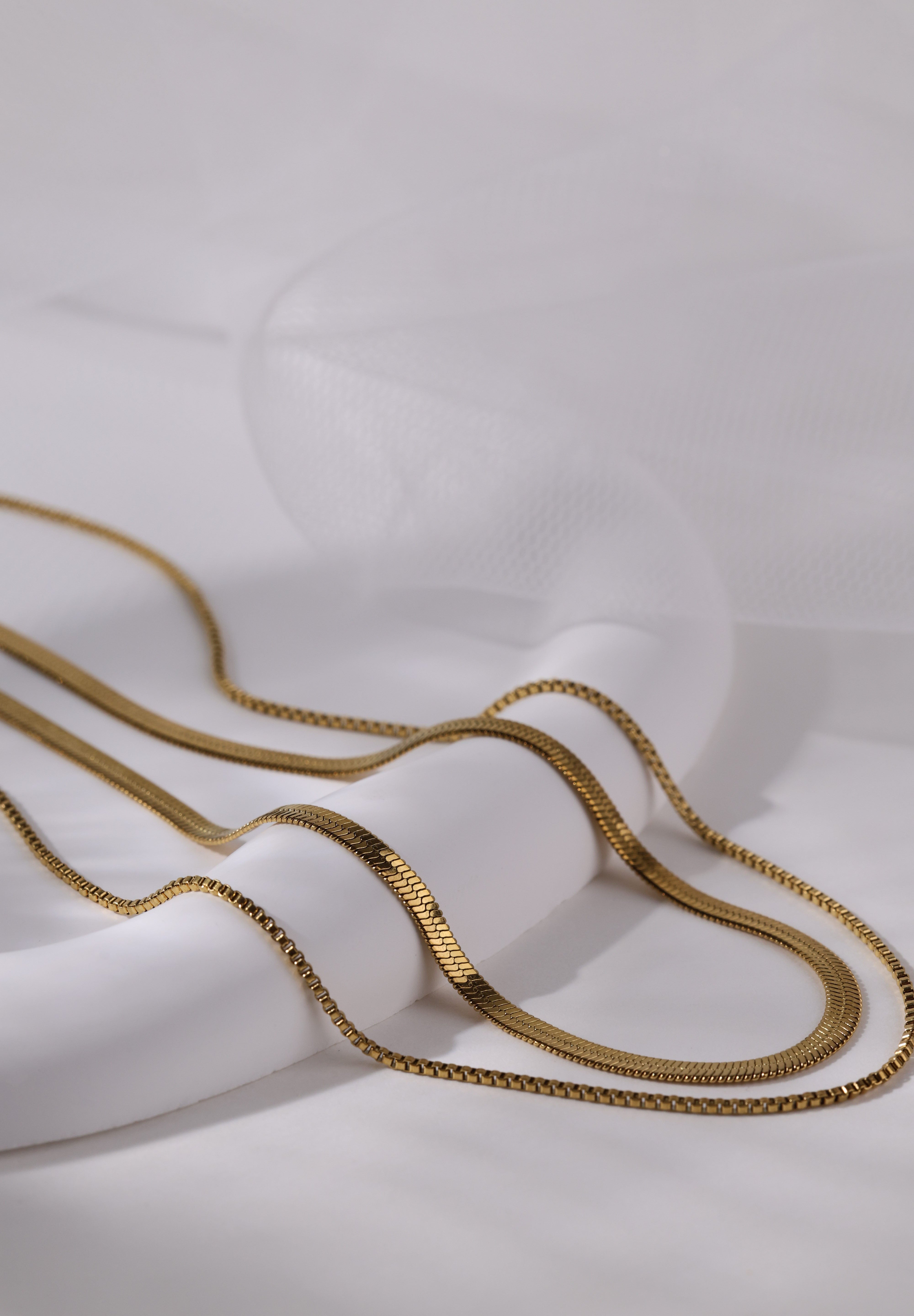 2 Layered Snake Chain Necklace - Stainless Steel