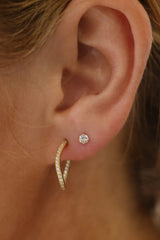 Amore Twisted CZ Hoop GOLD - Sterling Silver