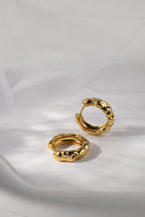 Big Hammered Gold Hoop Earrings