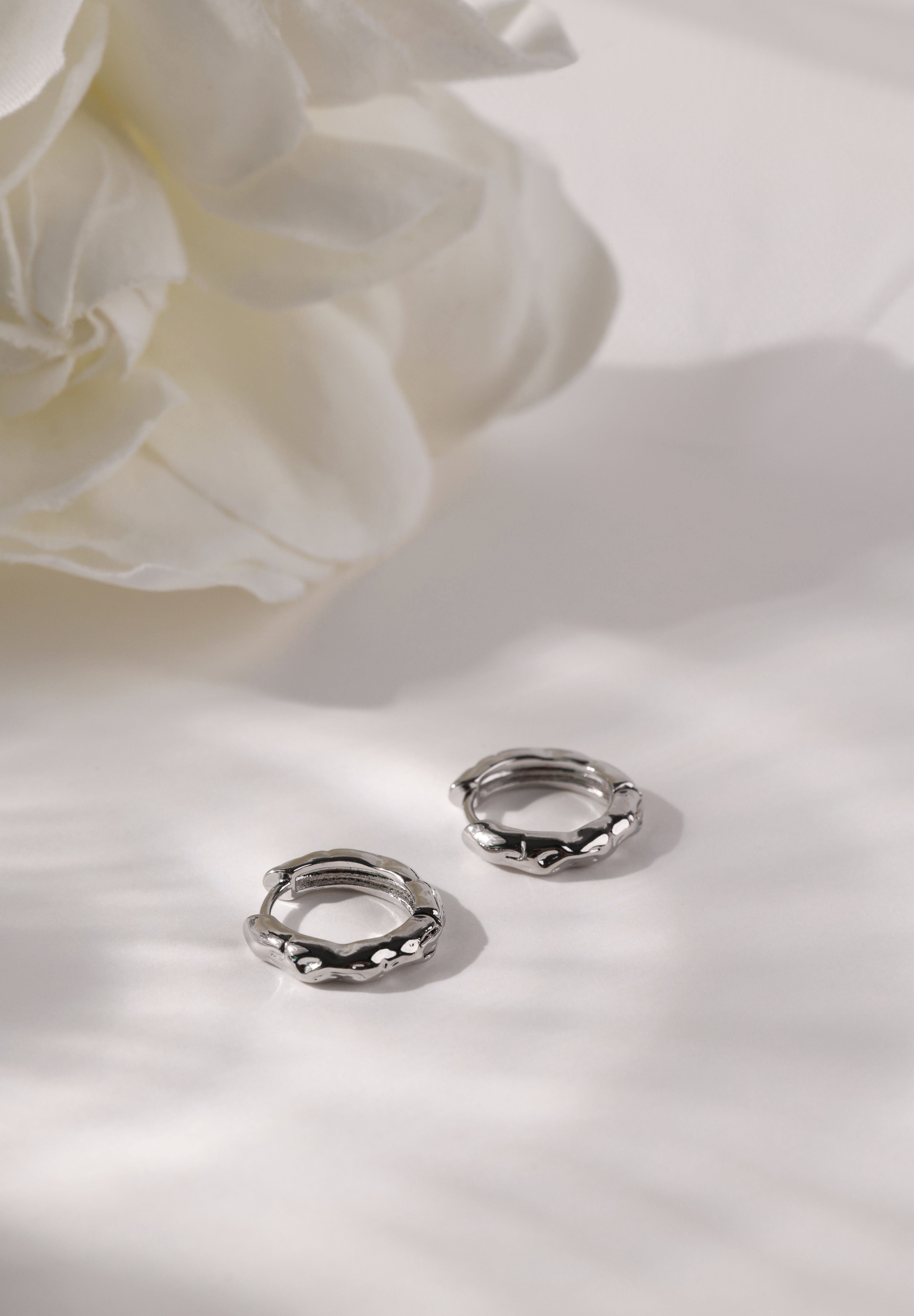 Hammered Silver Hoop Earrings