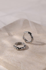 Hammered Silver Hoop Earrings