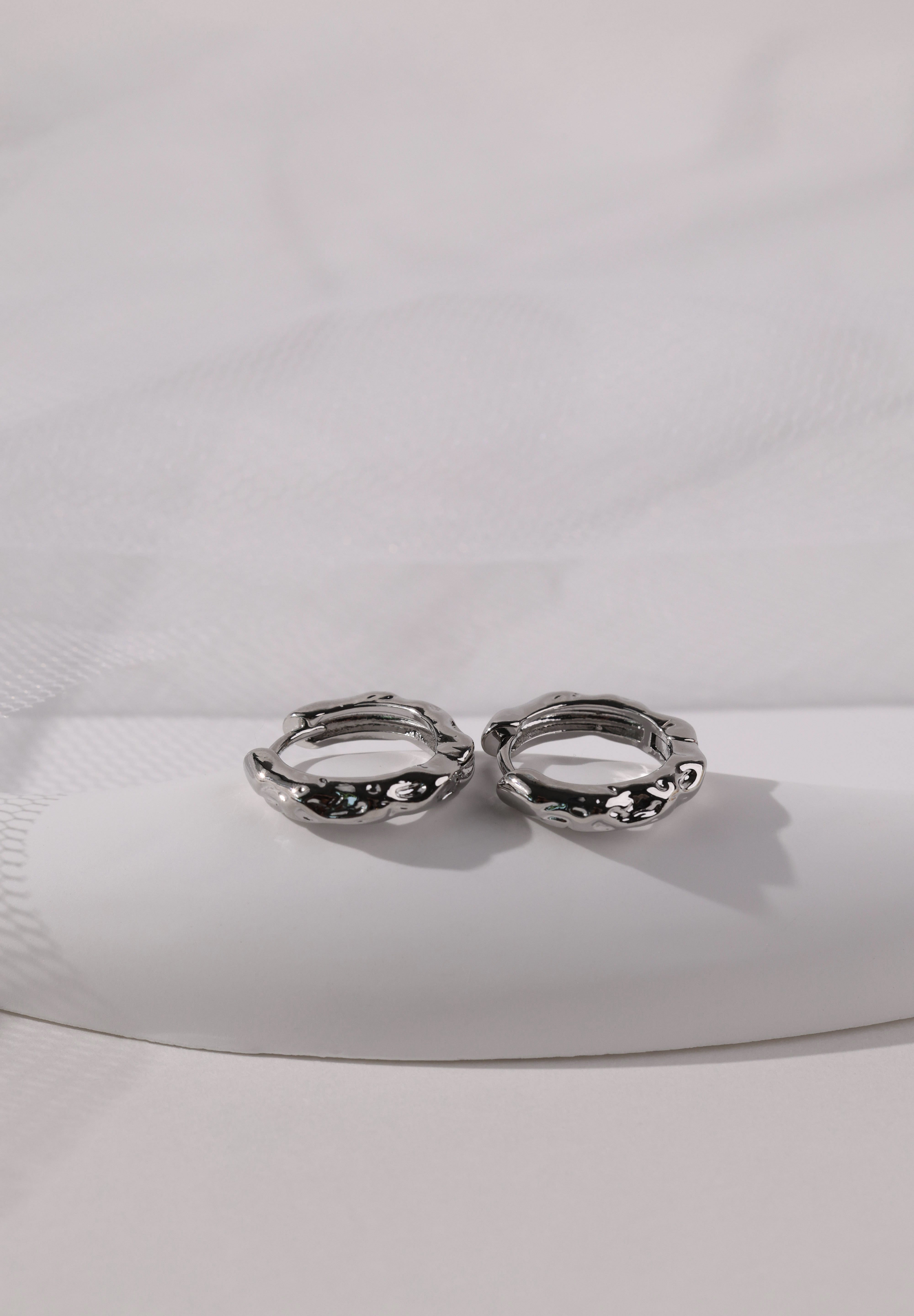 Hammered Silver Hoop Earrings