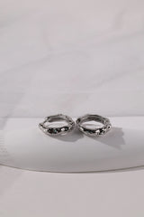 Hammered Silver Hoop Earrings