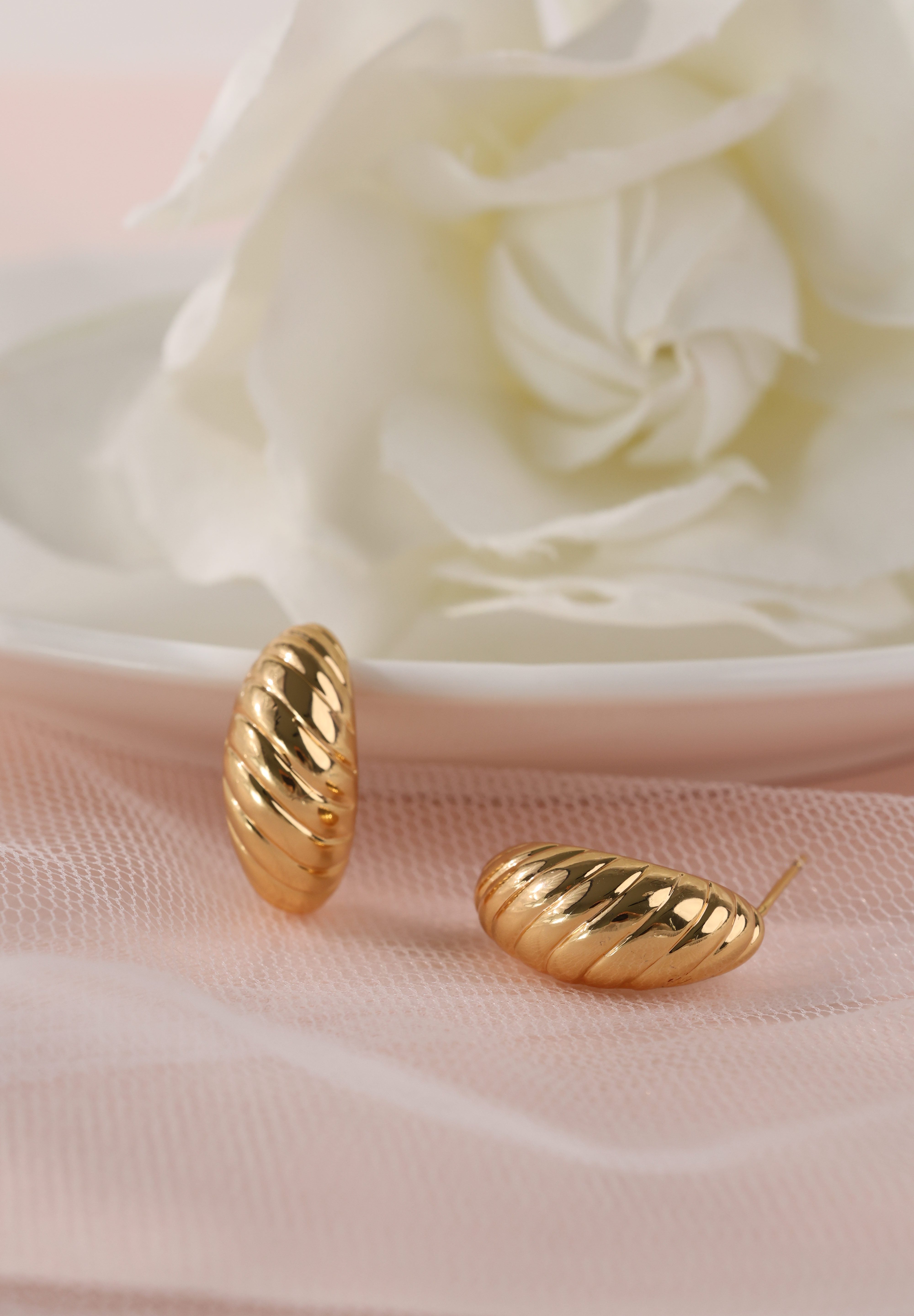 Croissant C-Shaped Gold Earrings