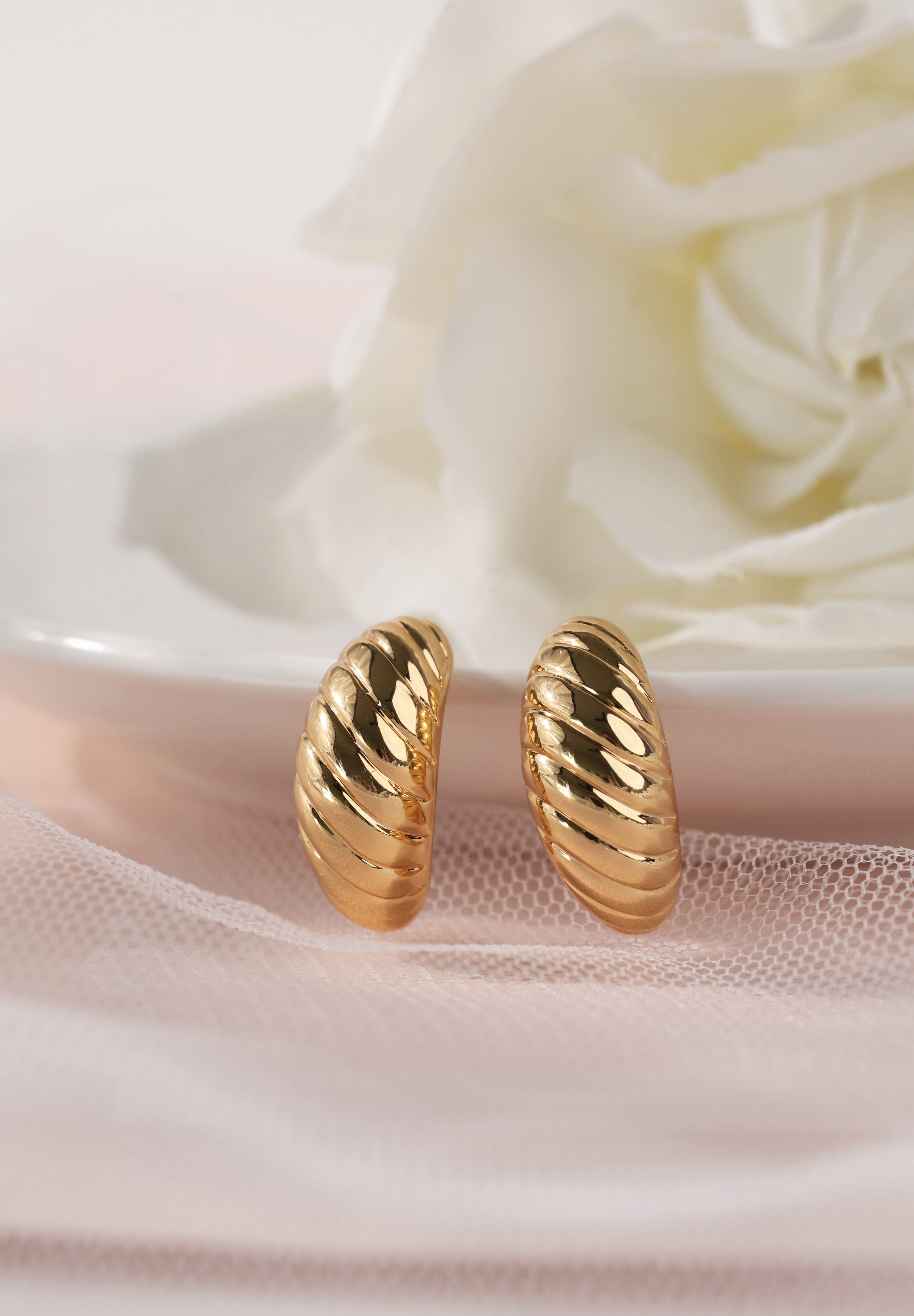 Croissant C-Shaped Gold Earrings