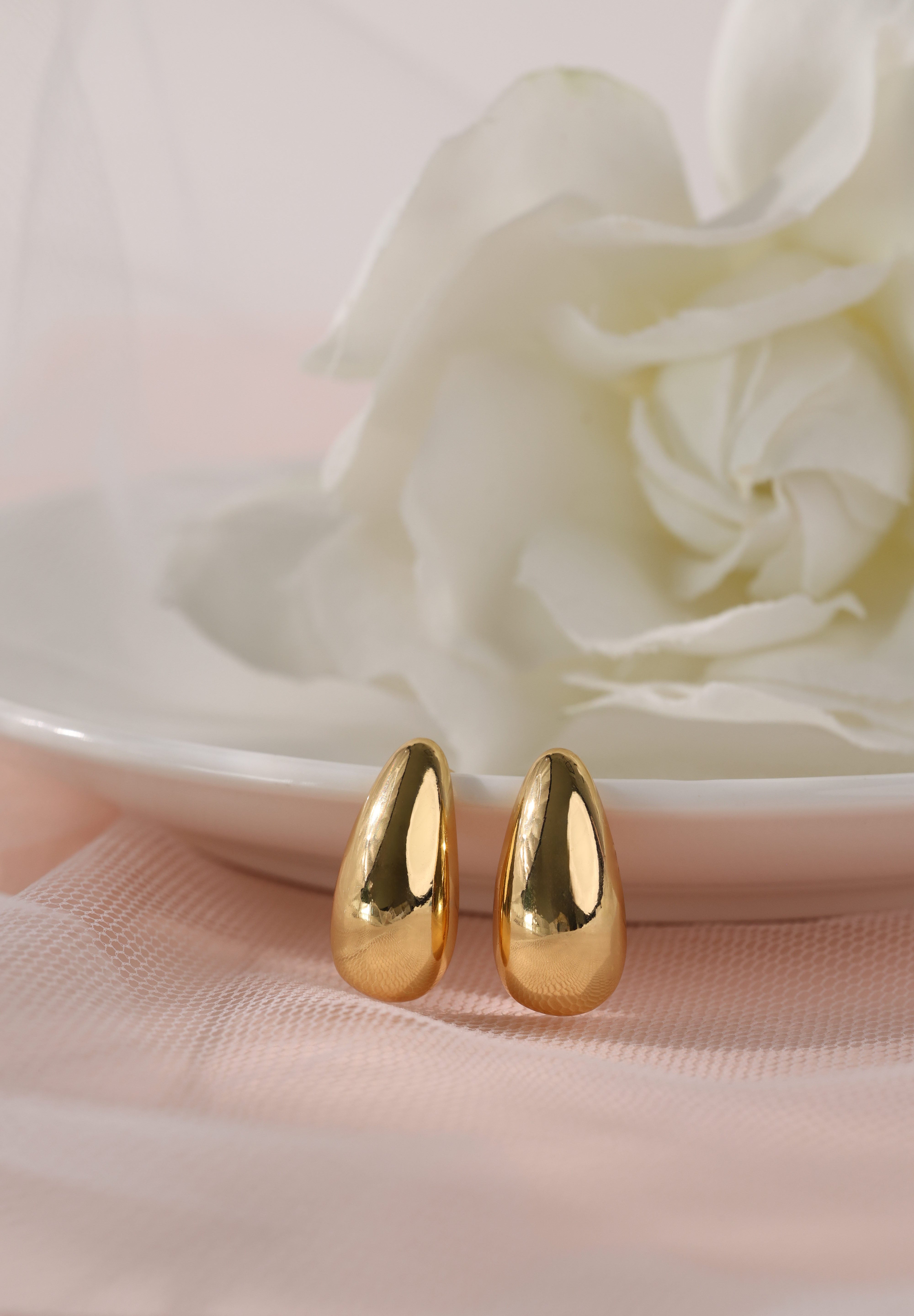 Gold Chunky Waterdrop Stud Earrings