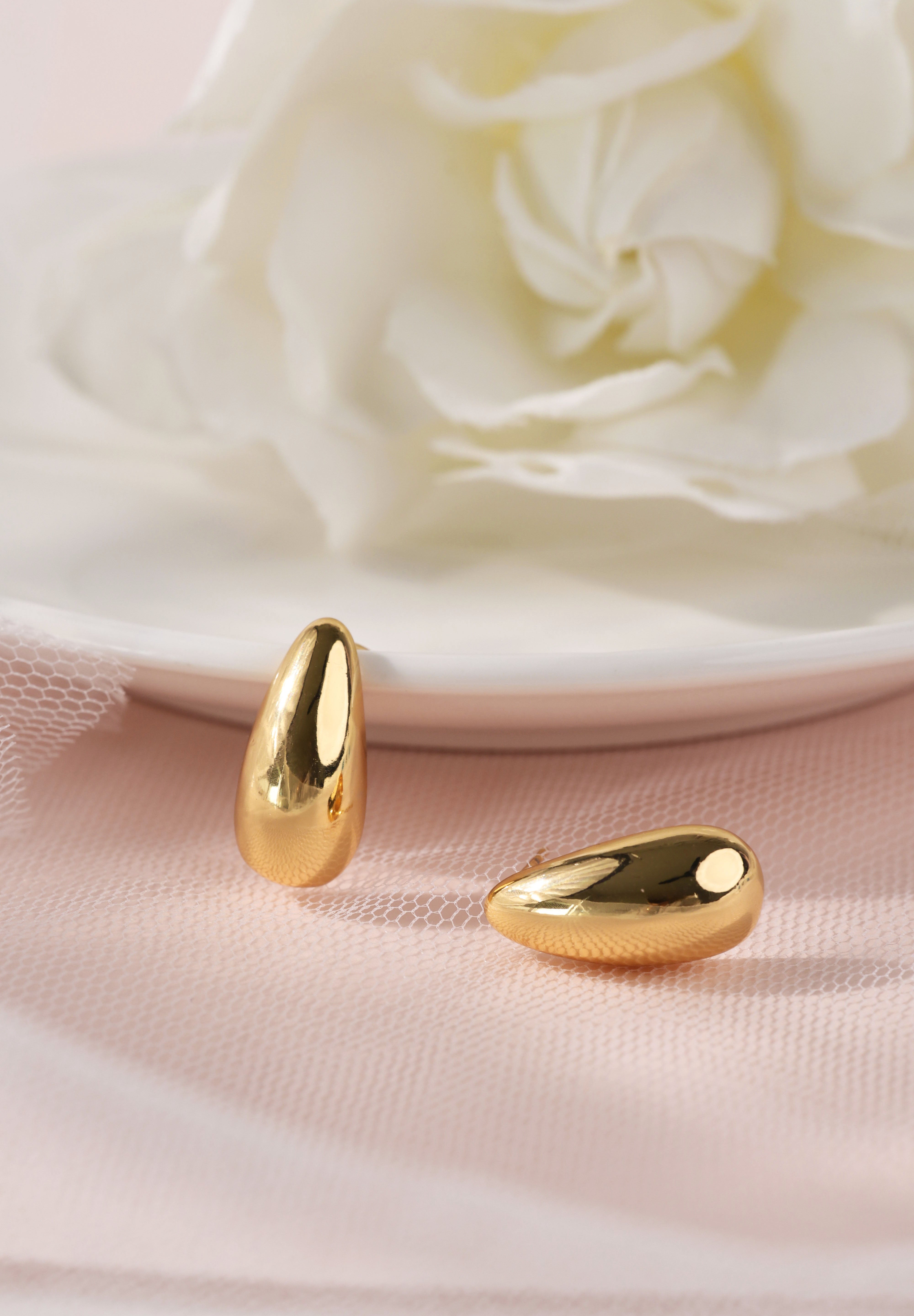 Gold Chunky Waterdrop Stud Earrings