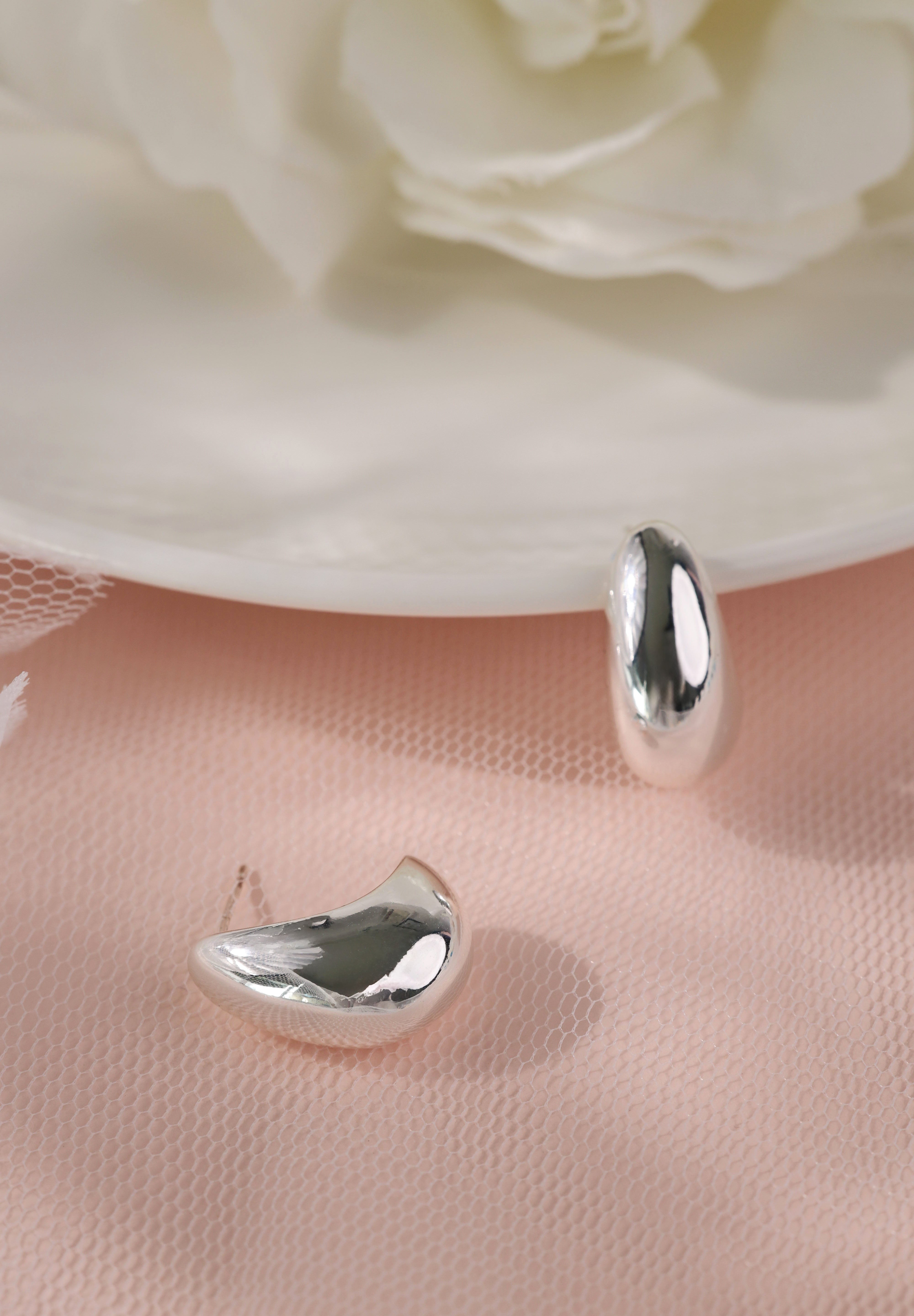 Silver Cresent Stud Earrings