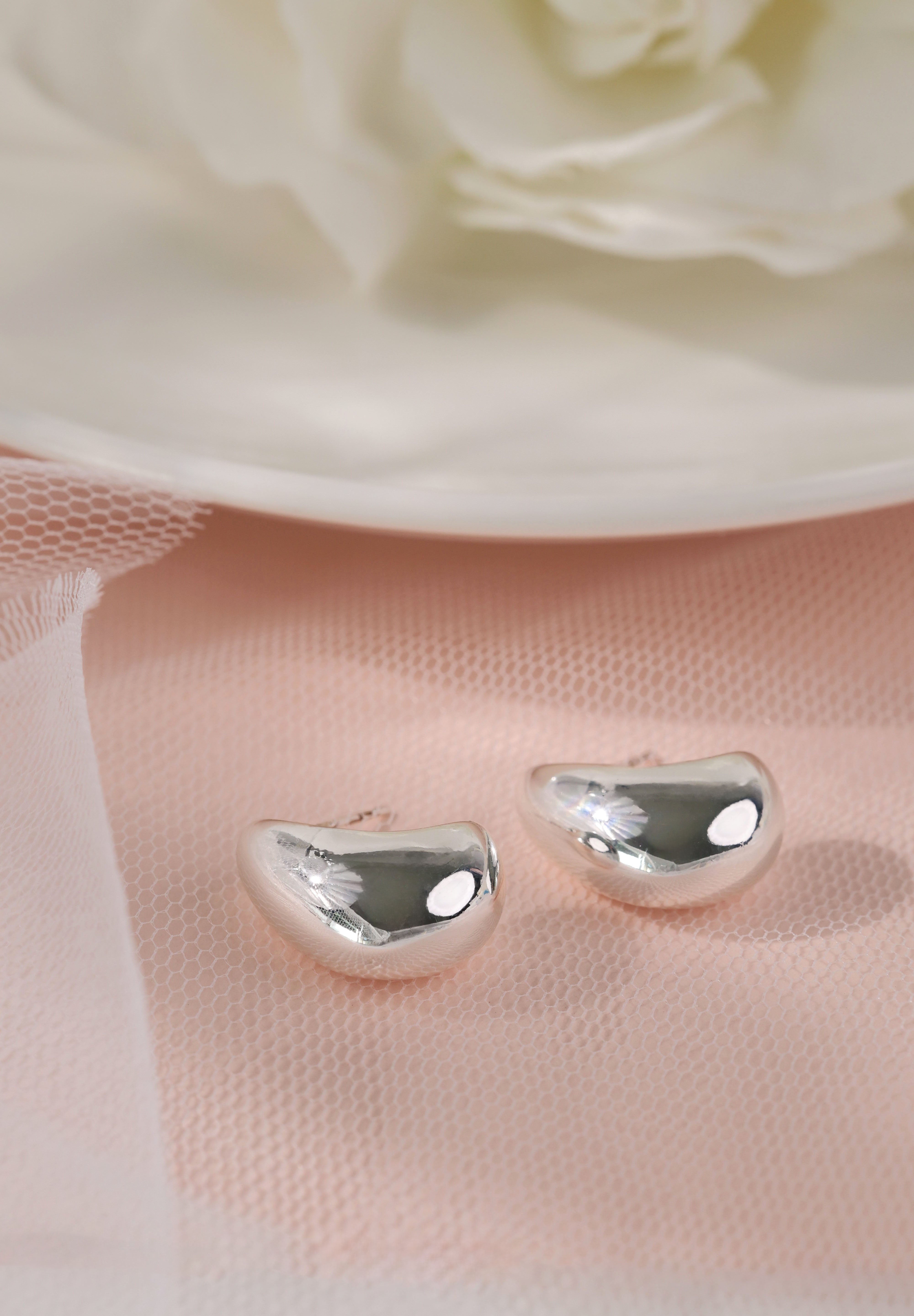 Silver Cresent Stud Earrings