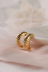Croissant C-Shaped Gold Earrings