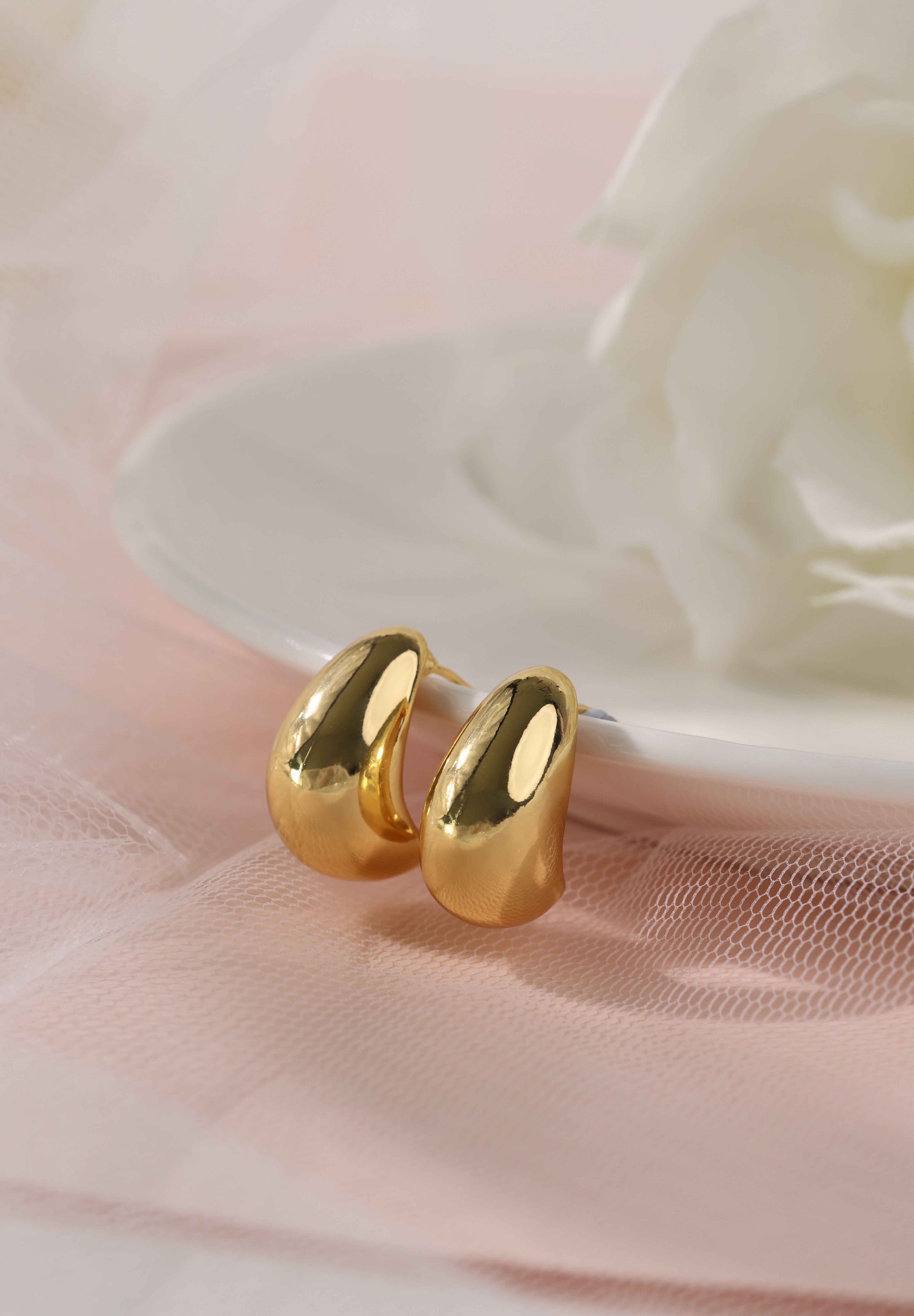 Gold Cresent Stud Earrings