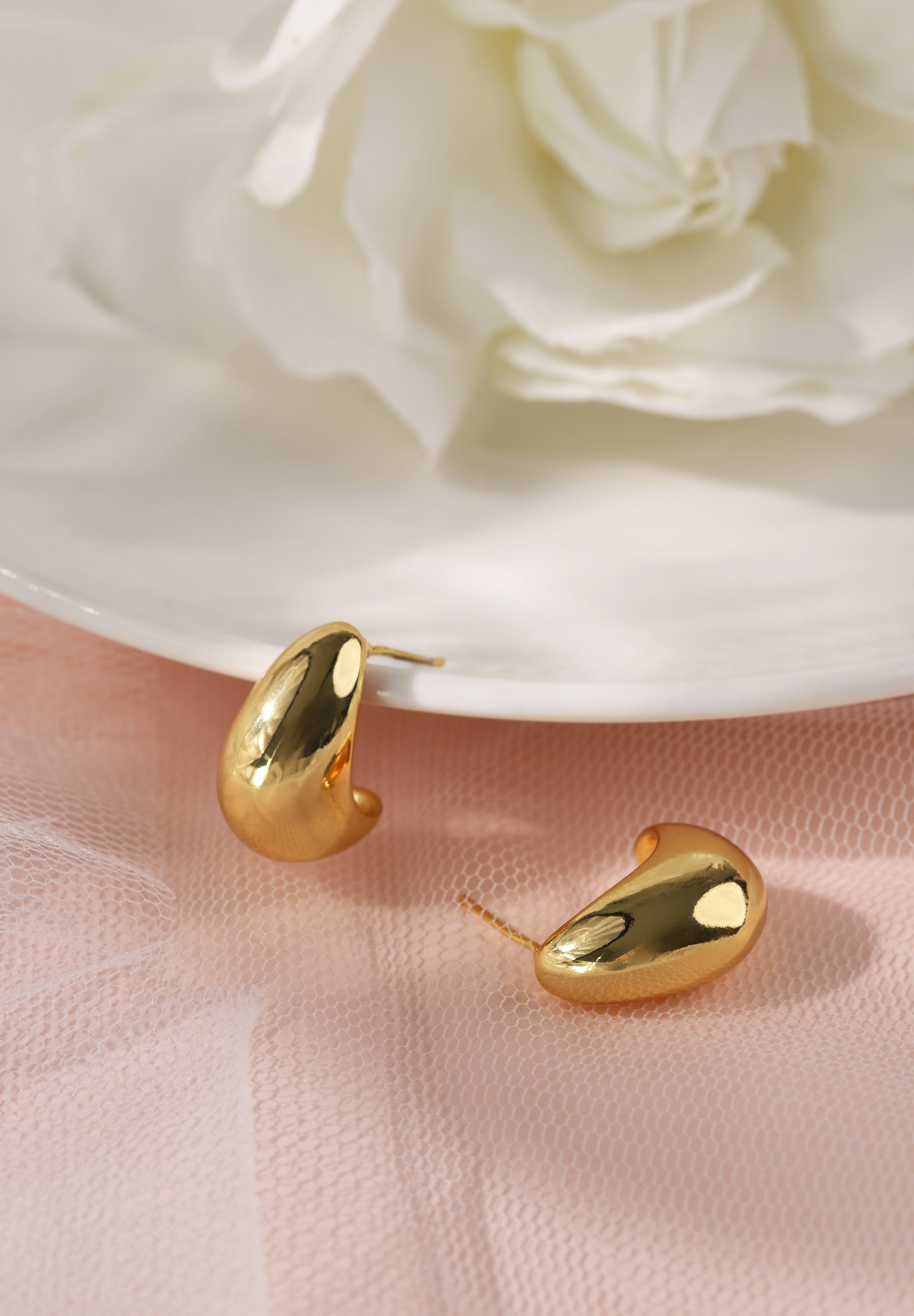 Gold Cresent Stud Earrings