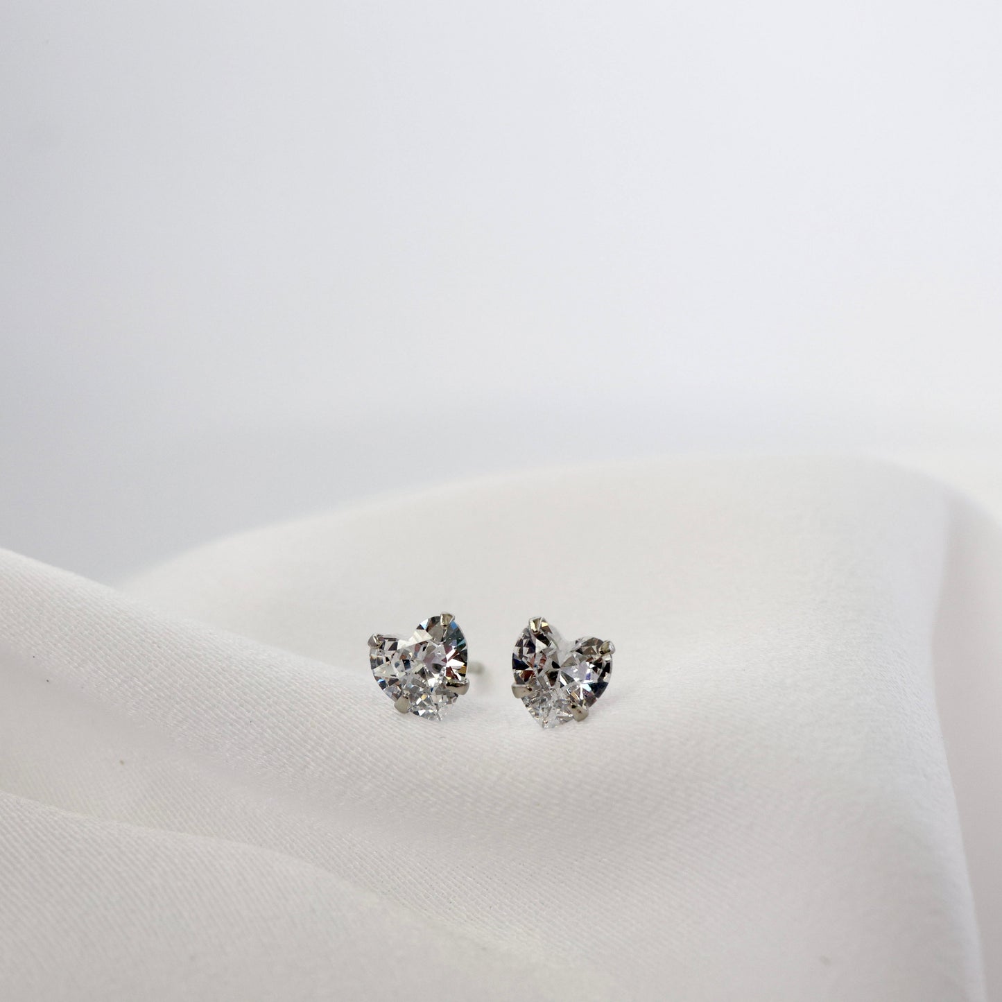 Love heart Stud Earrings, 925 Sterling Silver 5mm, 4mm, 3mm SILVER