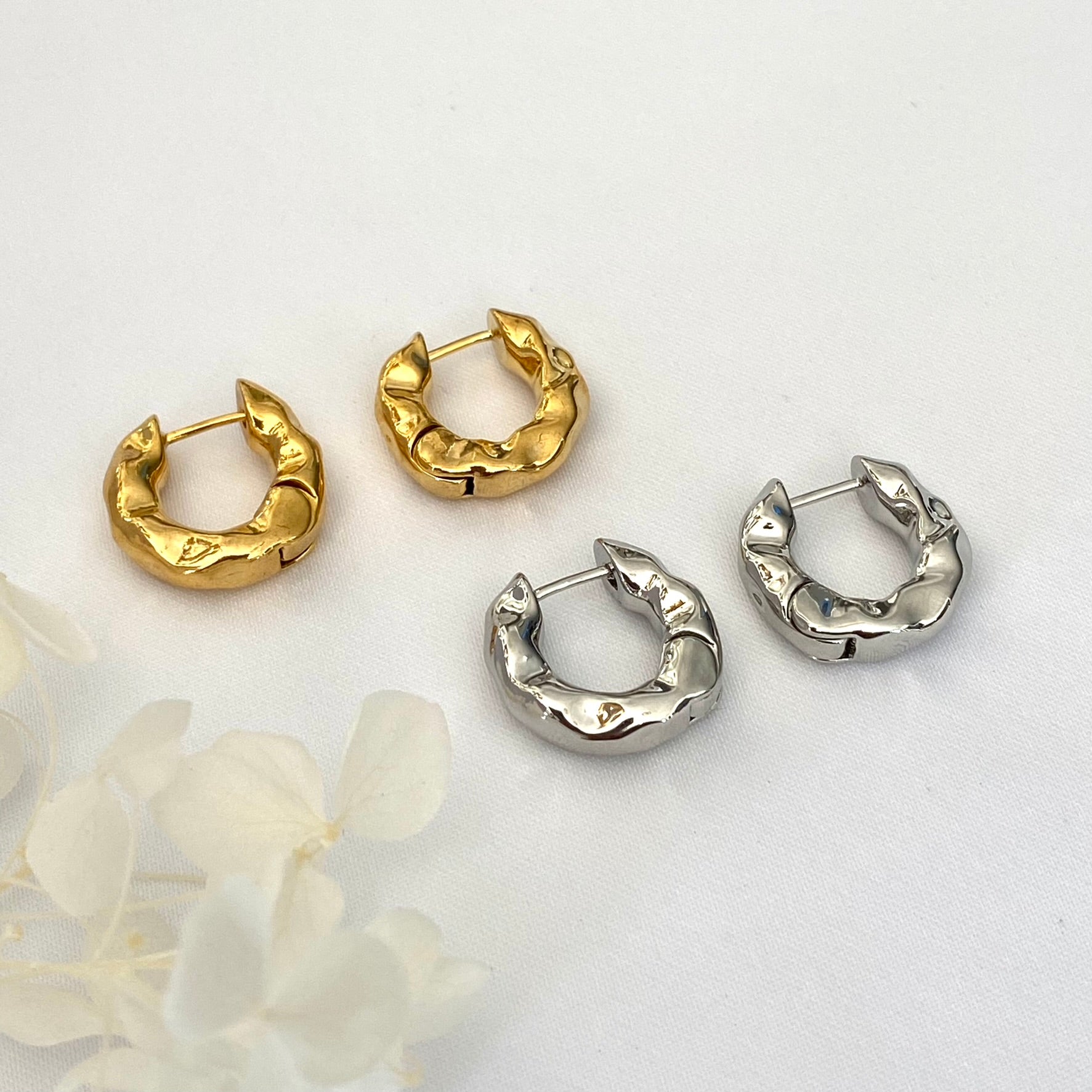 Hammered Gold Hoop Earrings