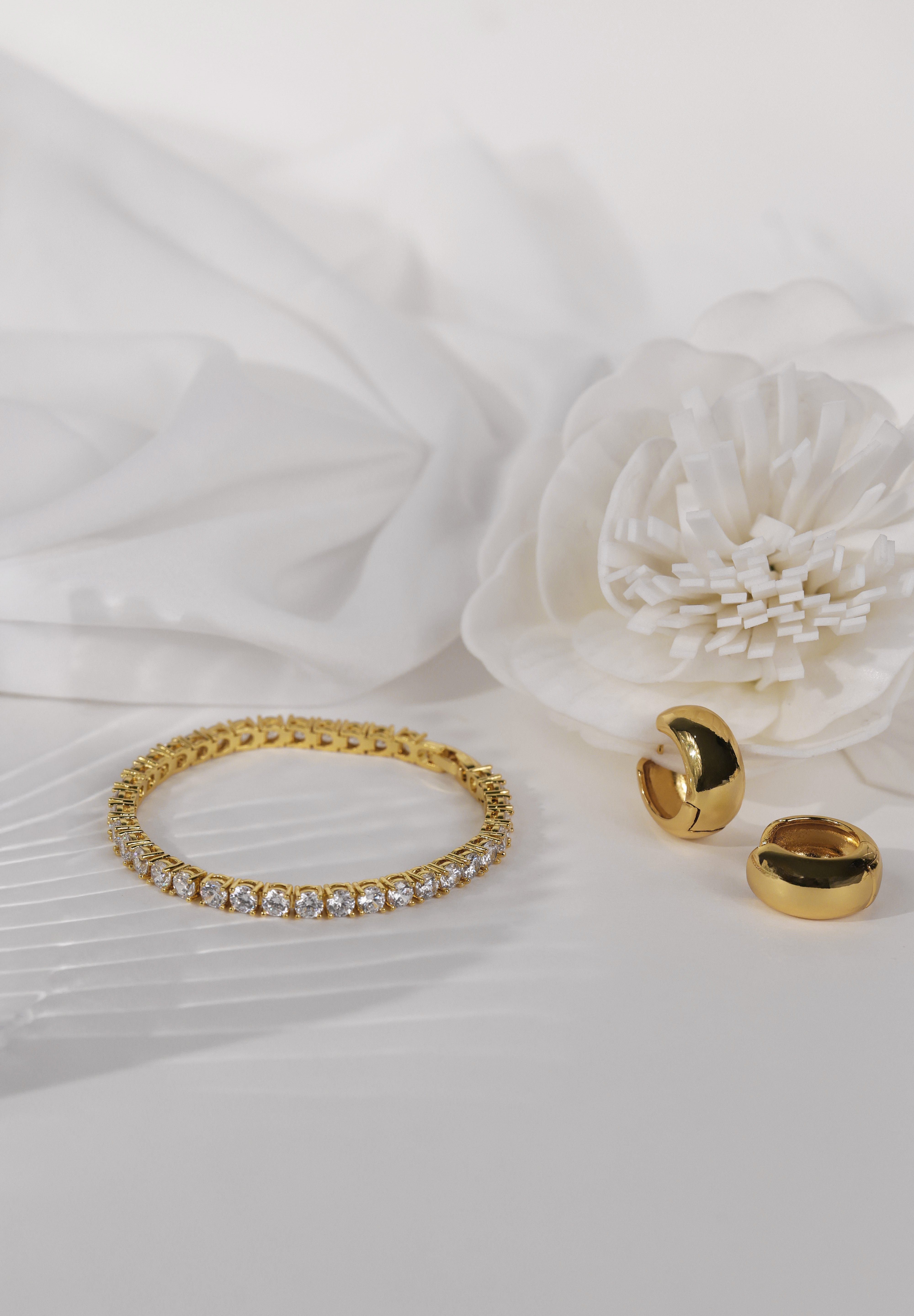 Lanette Diamond CZ Tennis Bracelet Gold