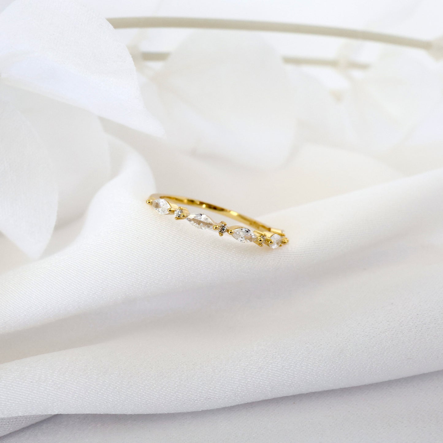 Dainty Diamond Marquise Stacking Gold Rings