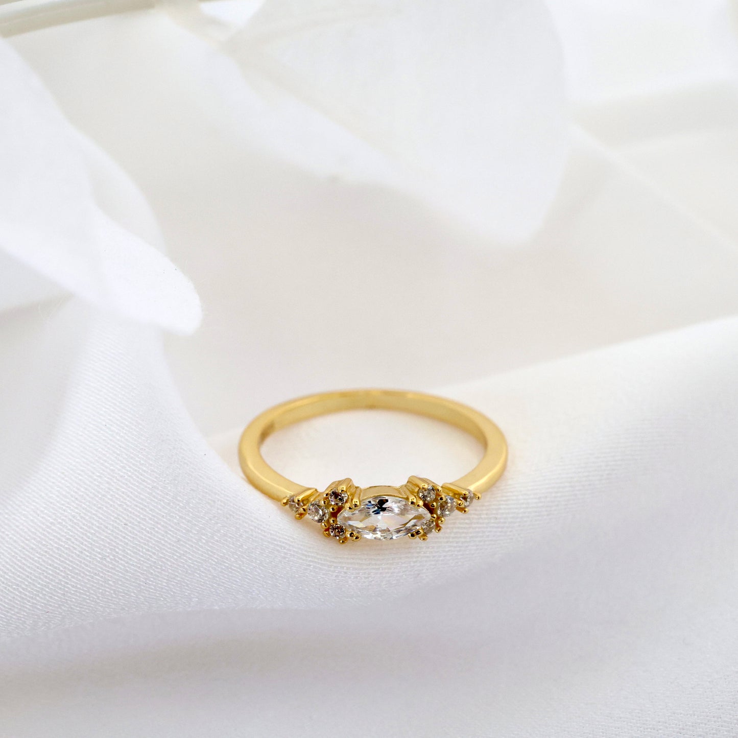 Dainty Diamond Marquise Stacking Gold Rings