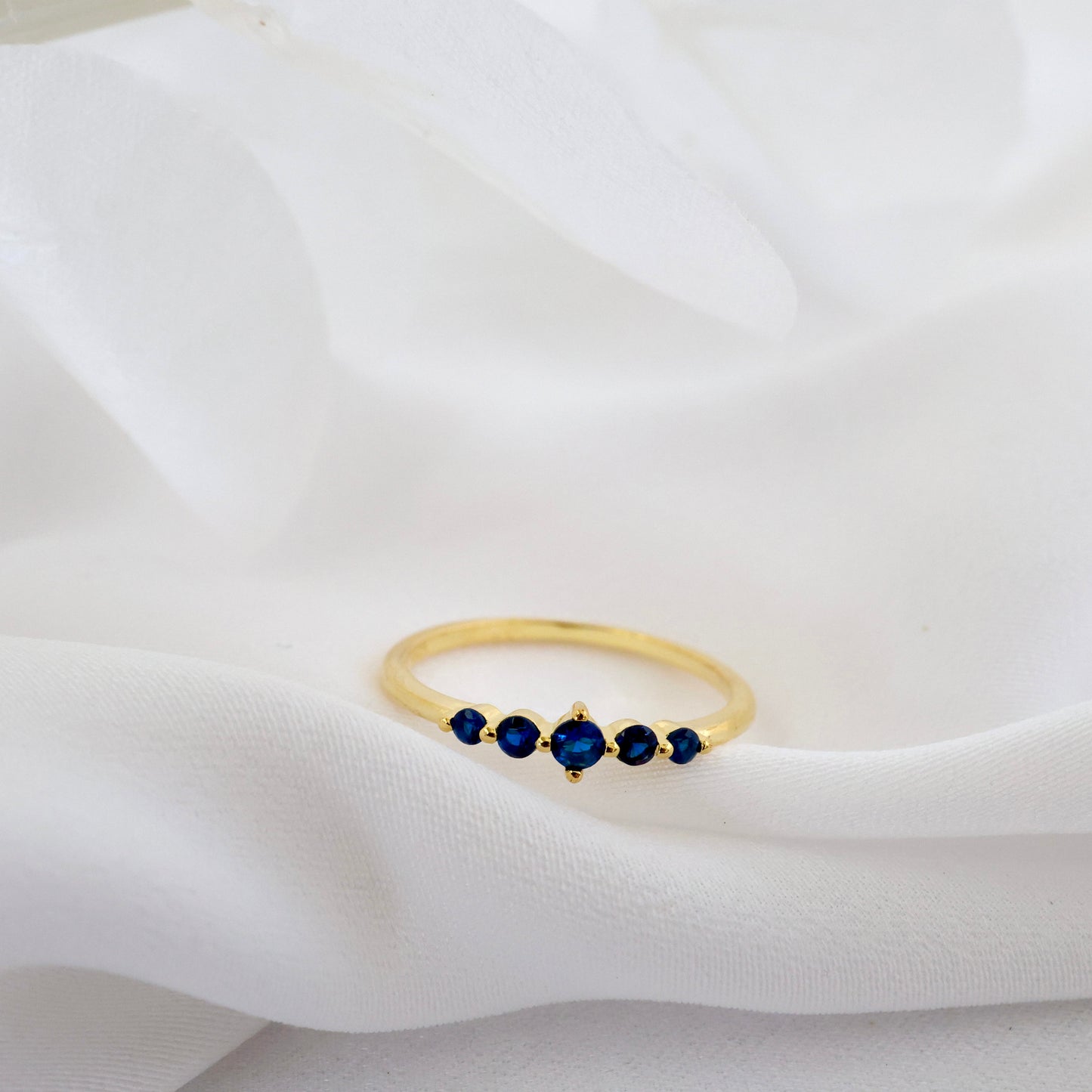 Sapphire Dainty Stacking Gold Ring A,I