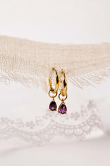 Medland Teardrop CZ Dangle Earrings Purple