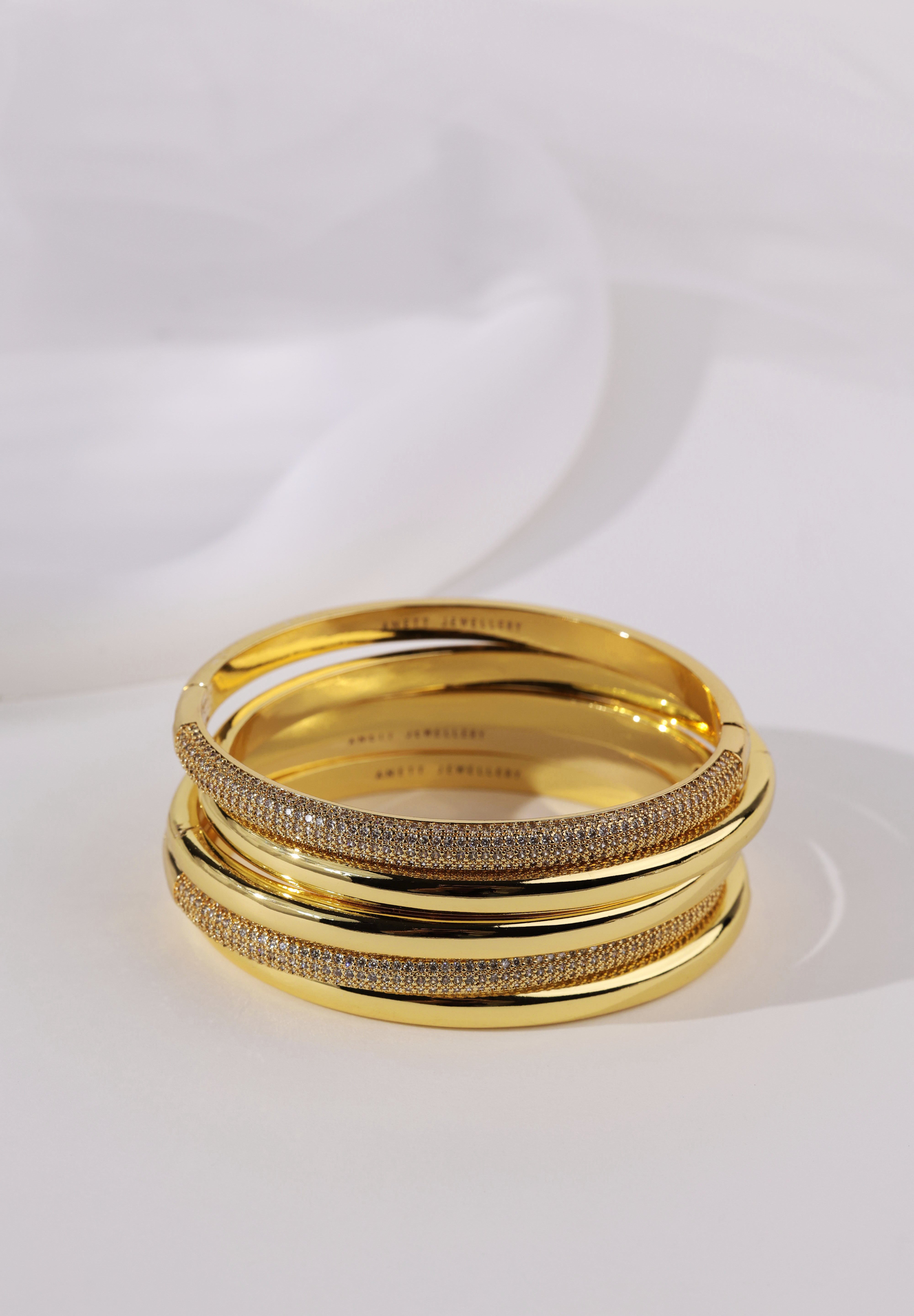 Liora & Starveil Oval Bangles Gold