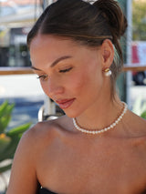 Natural White Pearl Necklace Chocker -Stainless Steel 34cm 39cm
